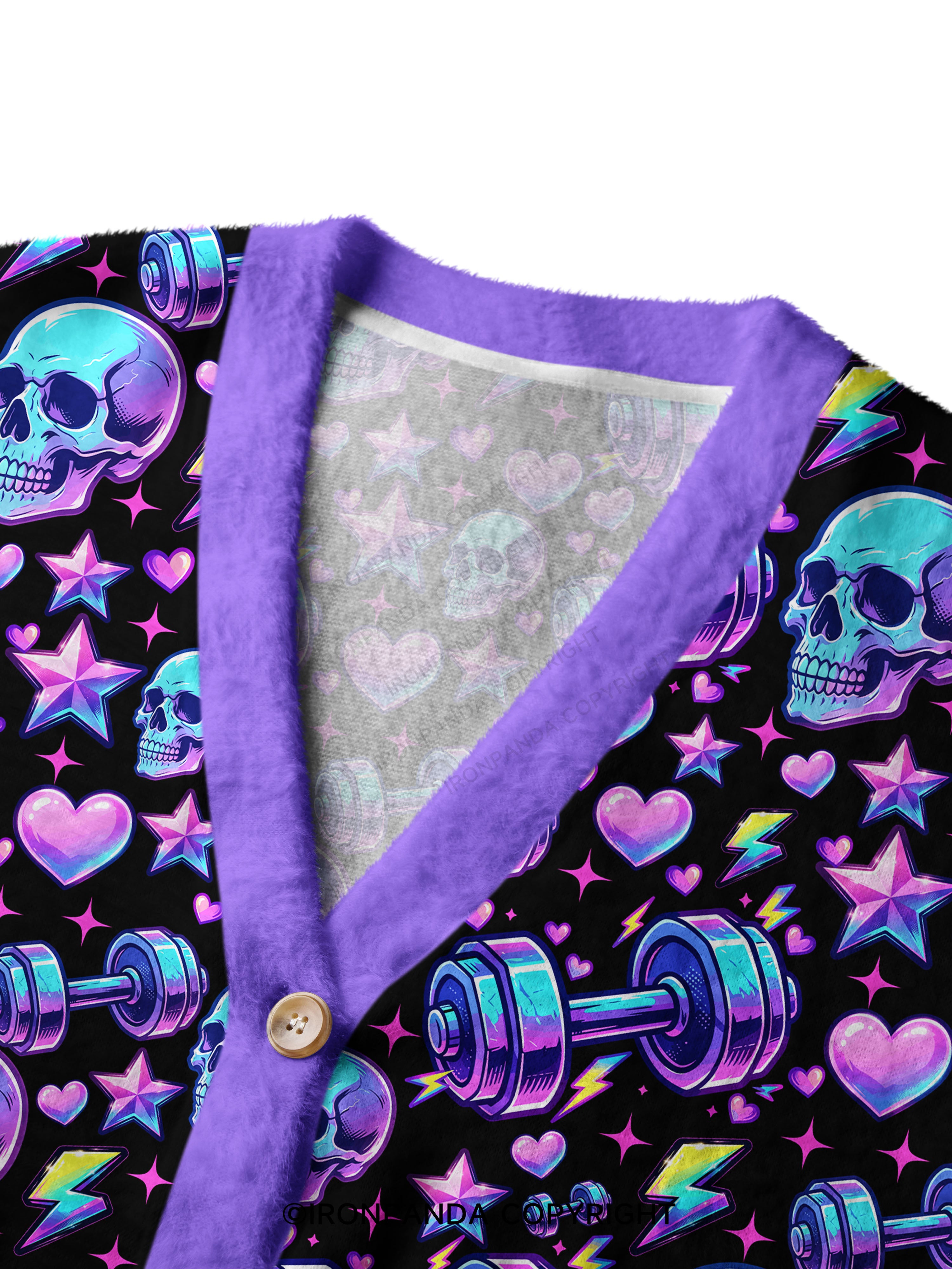 Weightlifting Skull Crop Ugly Cardigan Sweater