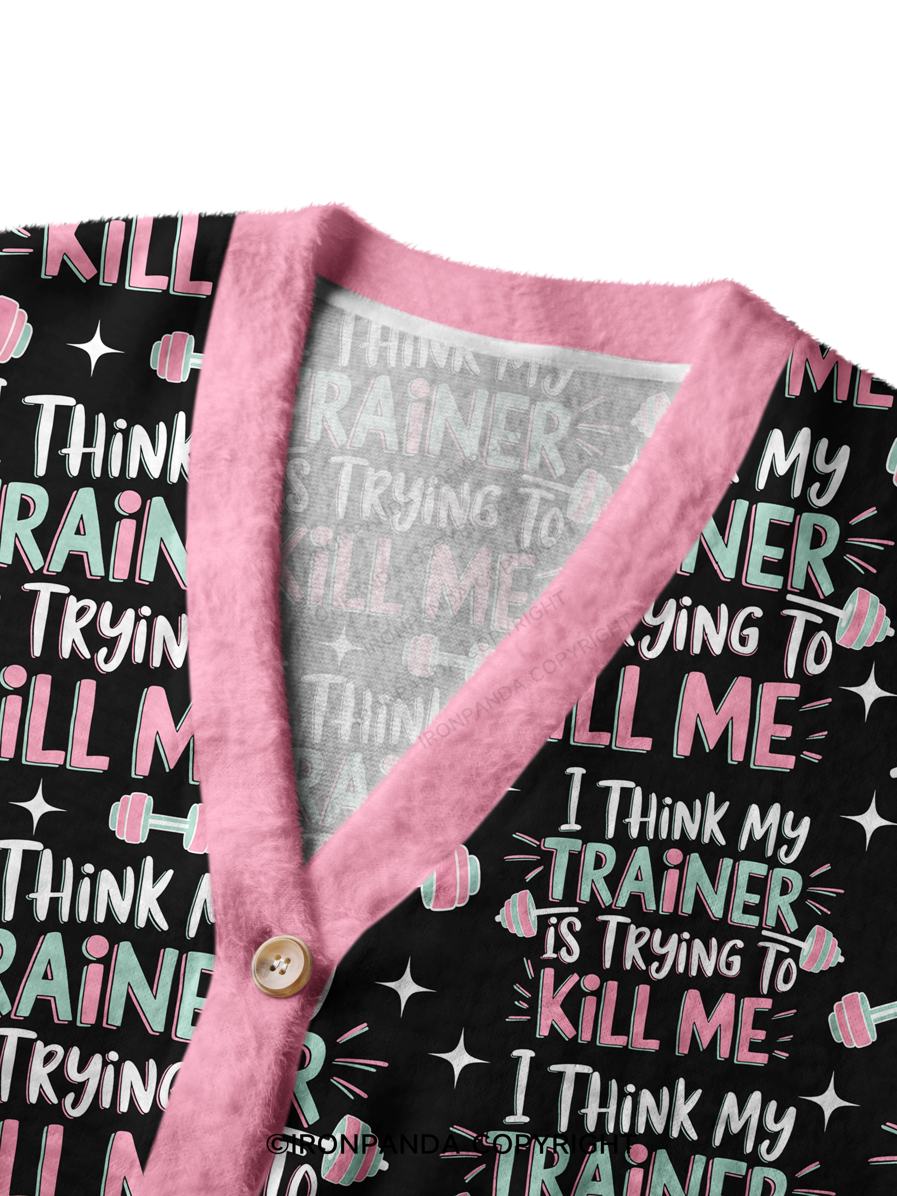 I THINK MY TRAINER IS TRYING TO KILL ME Crop Ugly Cardigan Sweater