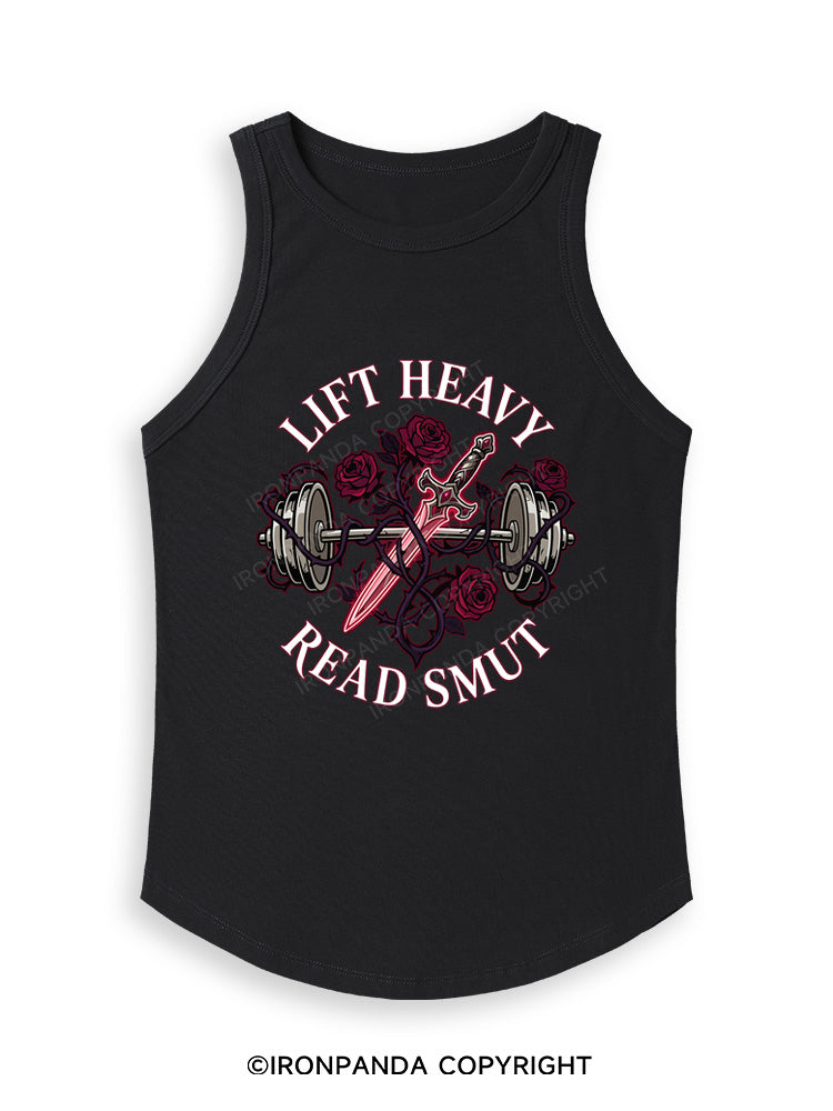 LIFT HEAVY READ SMUT Fitted Tank Top