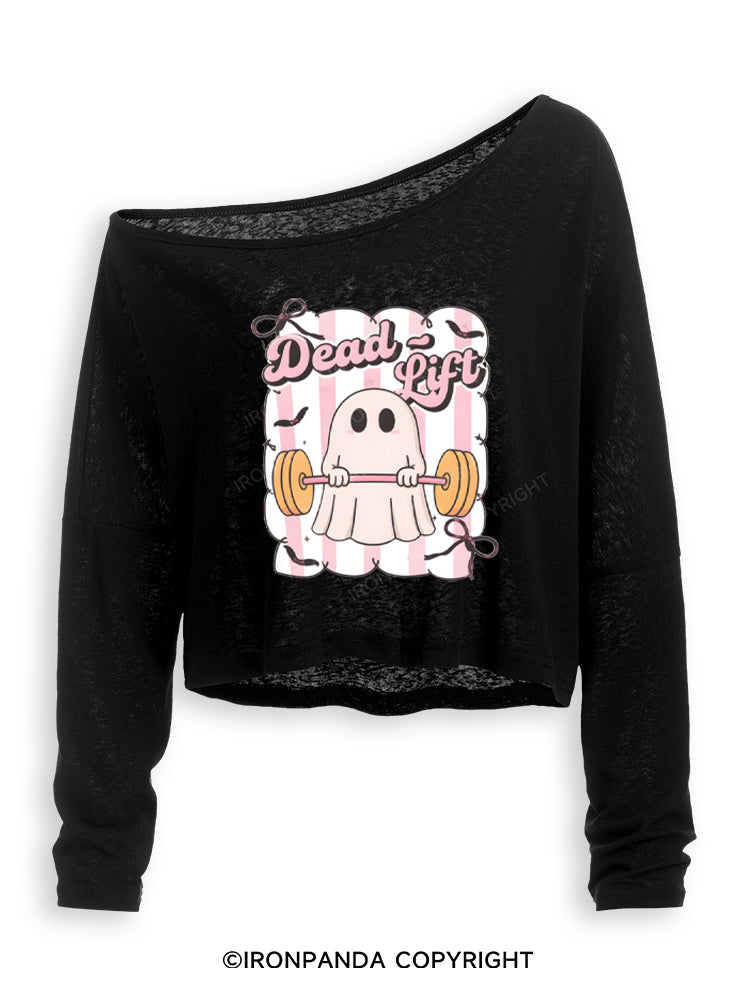 Cute Ghost Lifting Off Shoulder Long Sleeve Crop Top