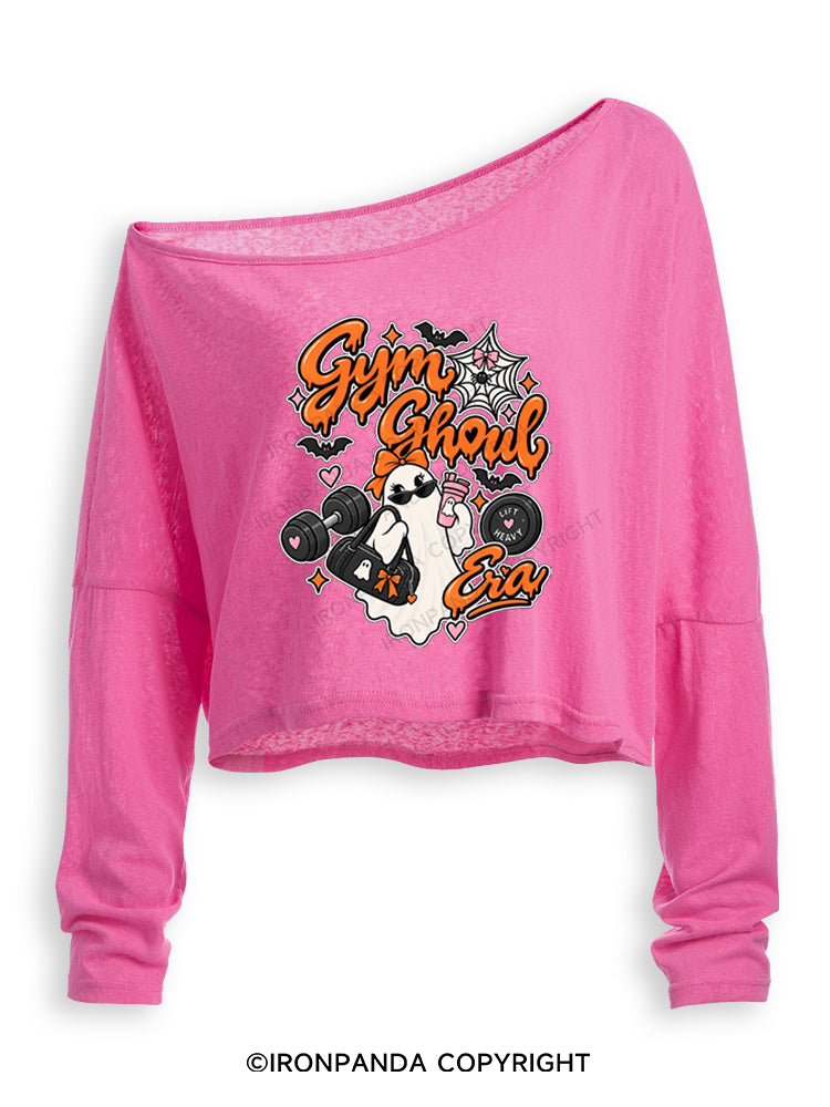 GYM GHOUL ERA HALLOWEEN Off Shoulder Long Sleeve Crop Top