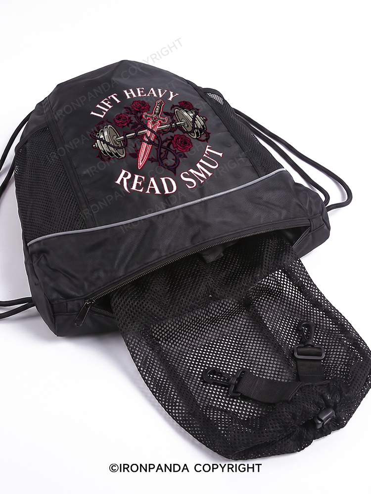 LIFT HEAVY READ SMUT Gym Drawstring Bag