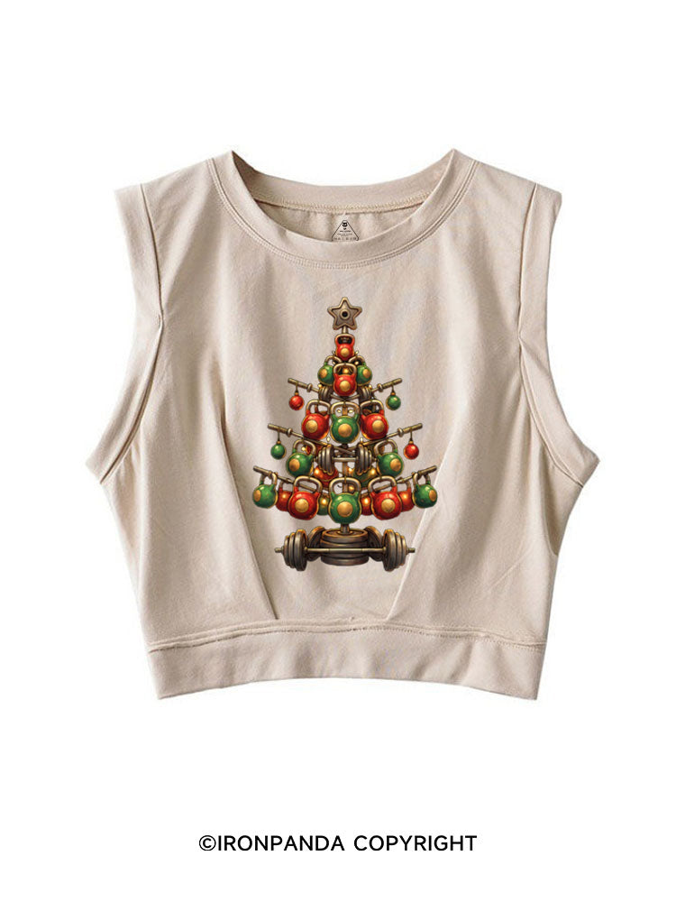 GYM LIFTMAS WORKOUT KETTLEBELL CHRISTMAS TREE SLEEVELESS CROP TOPS