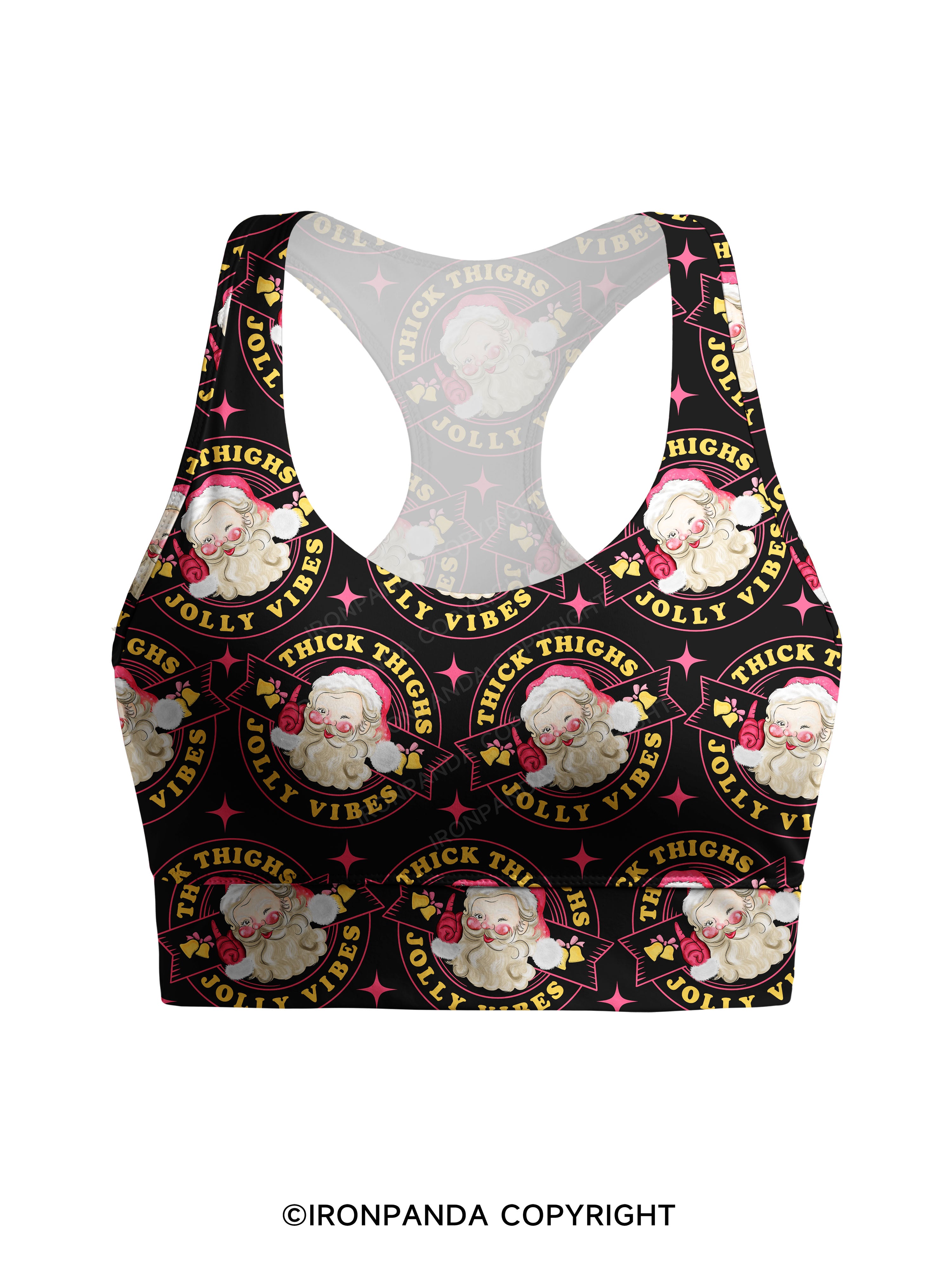 THICK THIGHS JOLLY VIBES Racerback Sports Bra