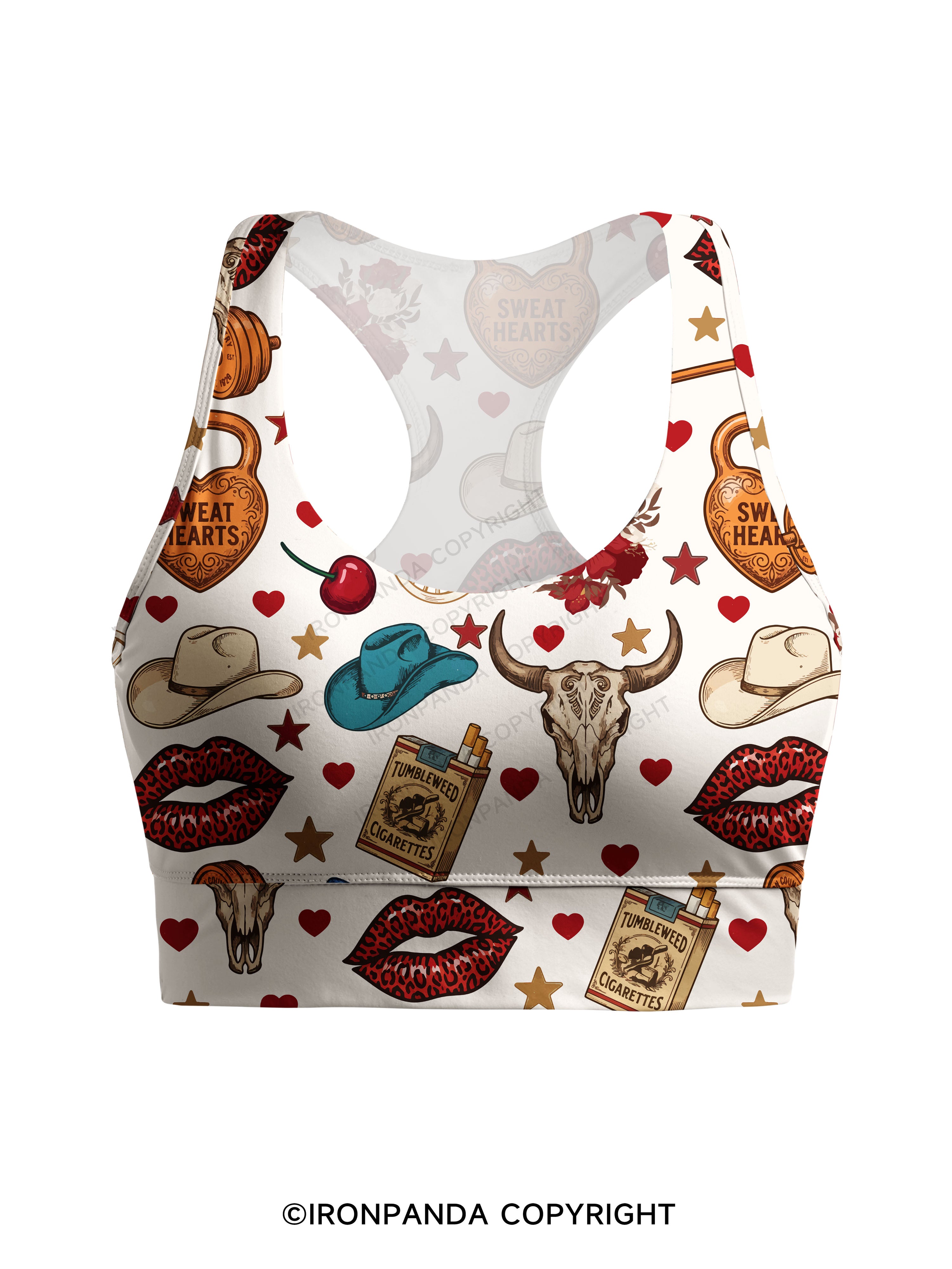 Sweat Hearts Western Gym Racerback Sports Bra