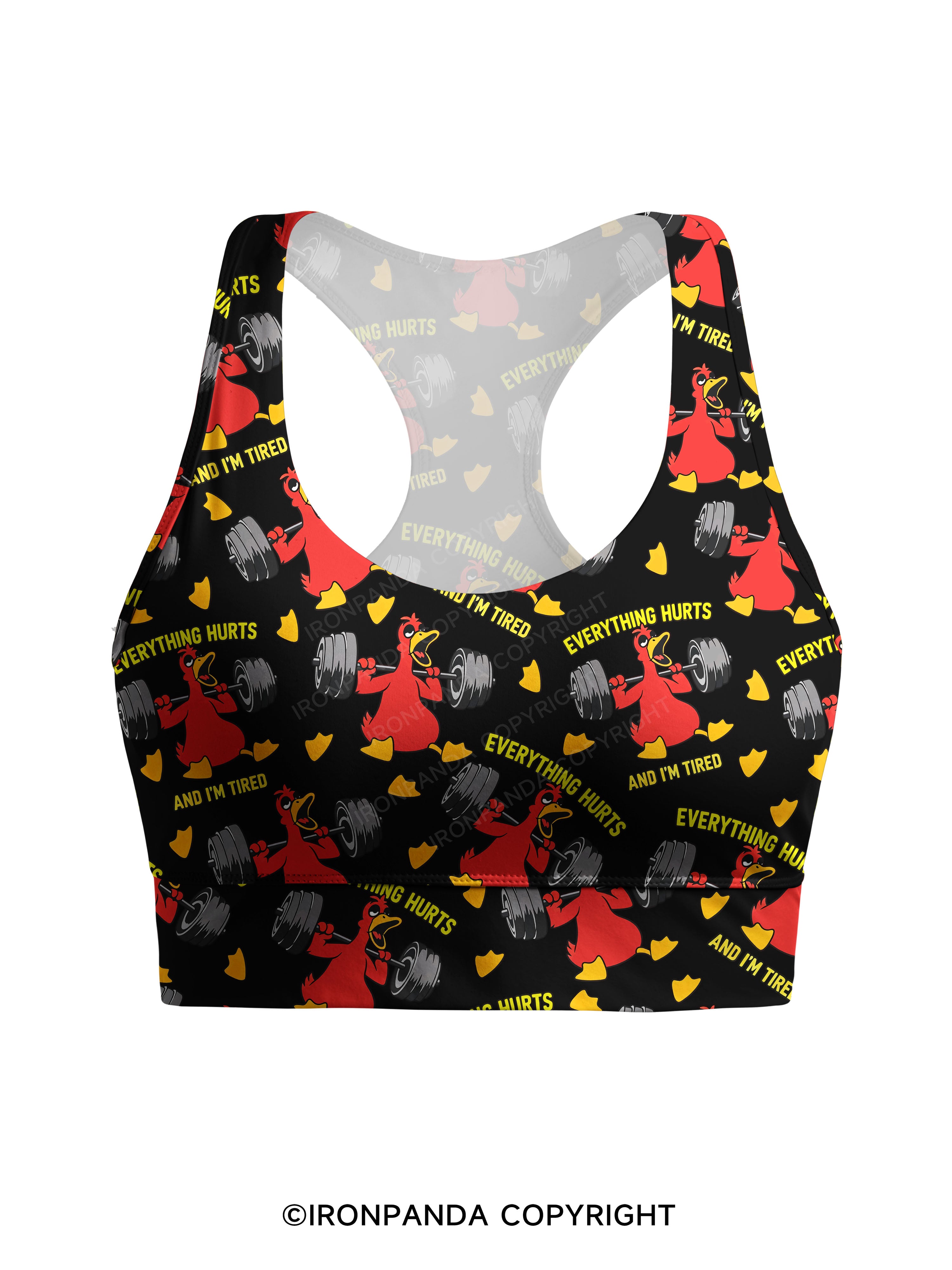 Everthing Hurts And I'm Tired Weightlifting Duck Racerback Sports Bra