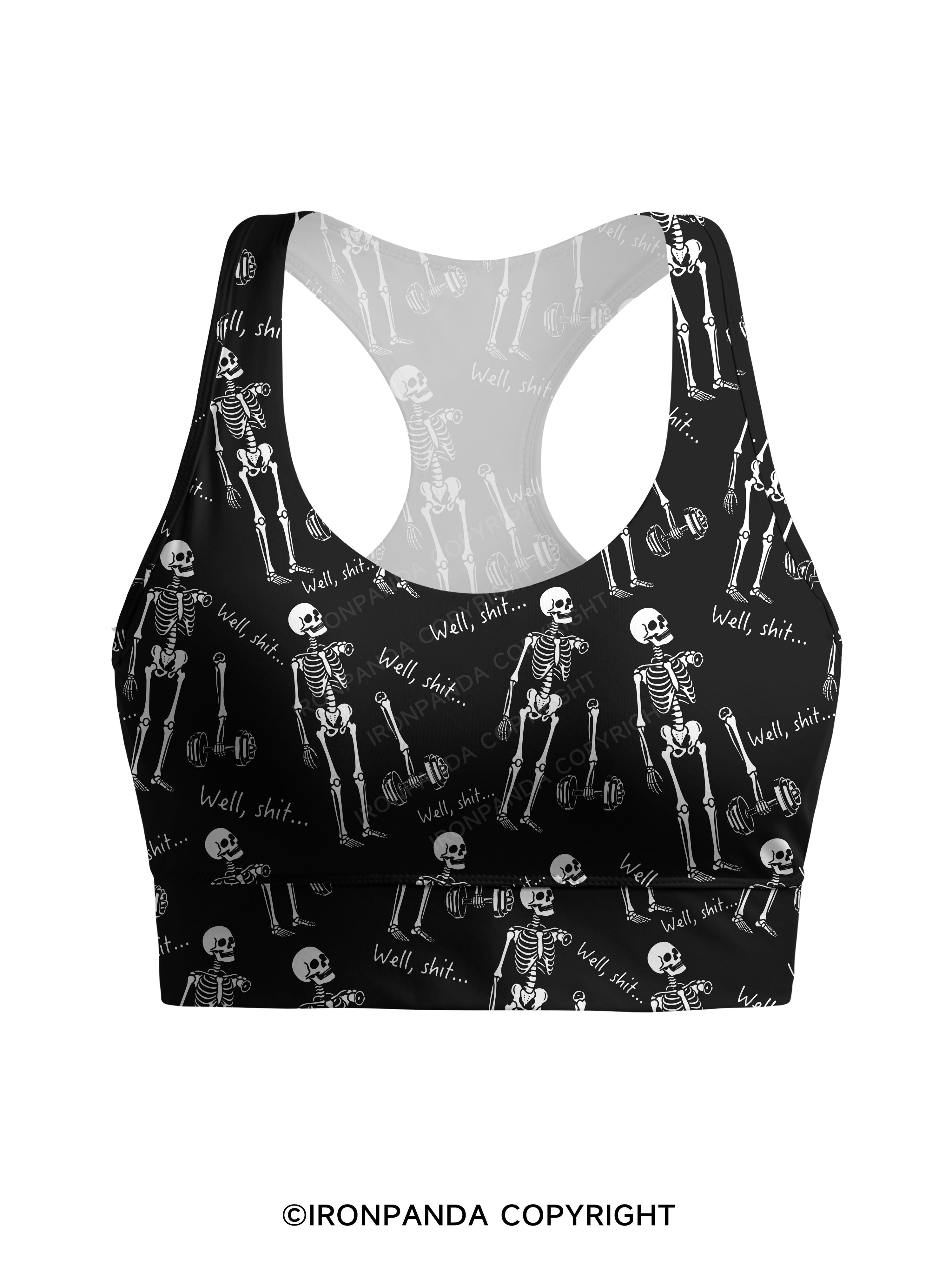 Well Shit Funny Skeleton Racerback Sports Bra