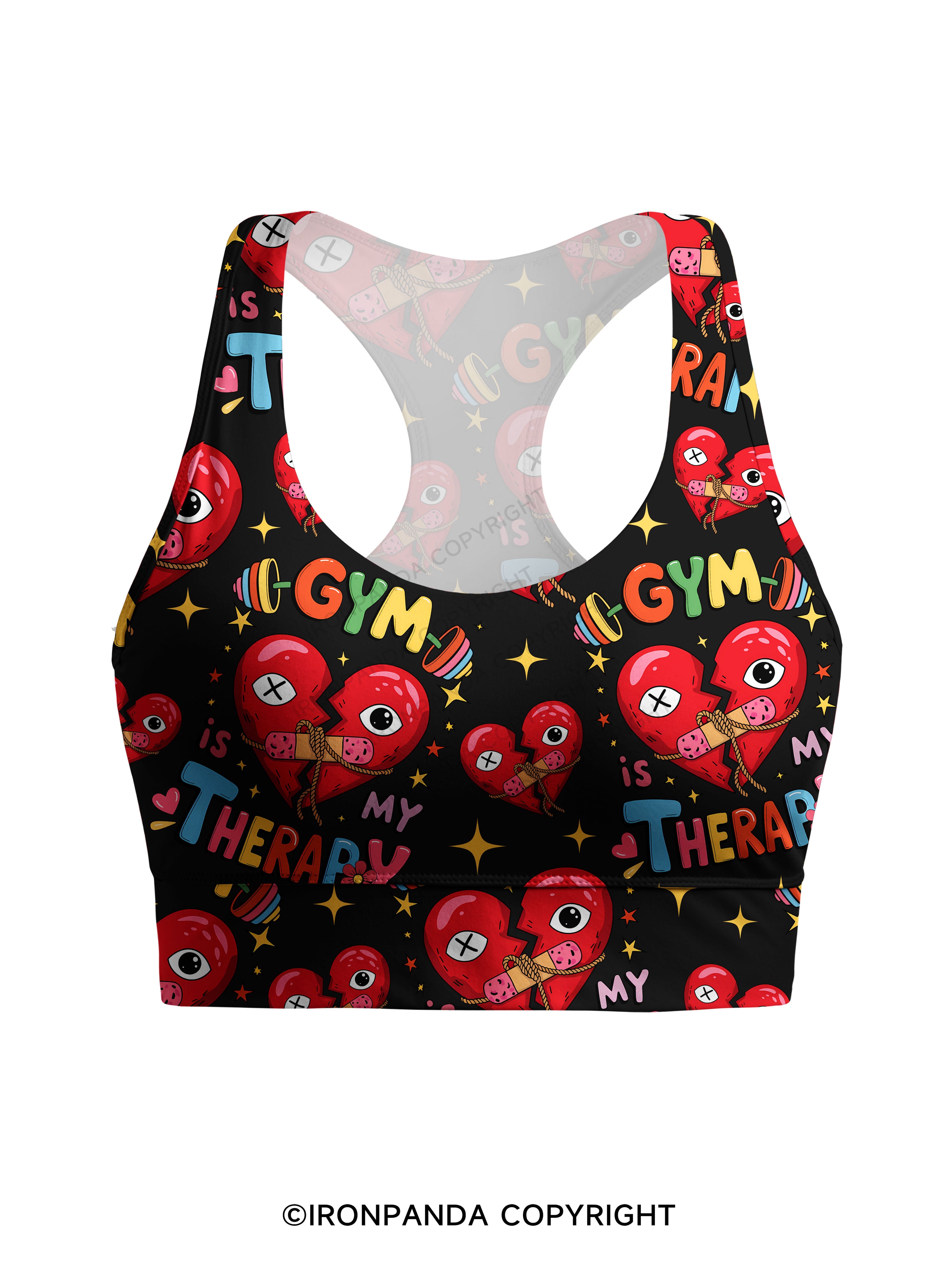GYM IS MY THERAPY Racerback Sports Bra