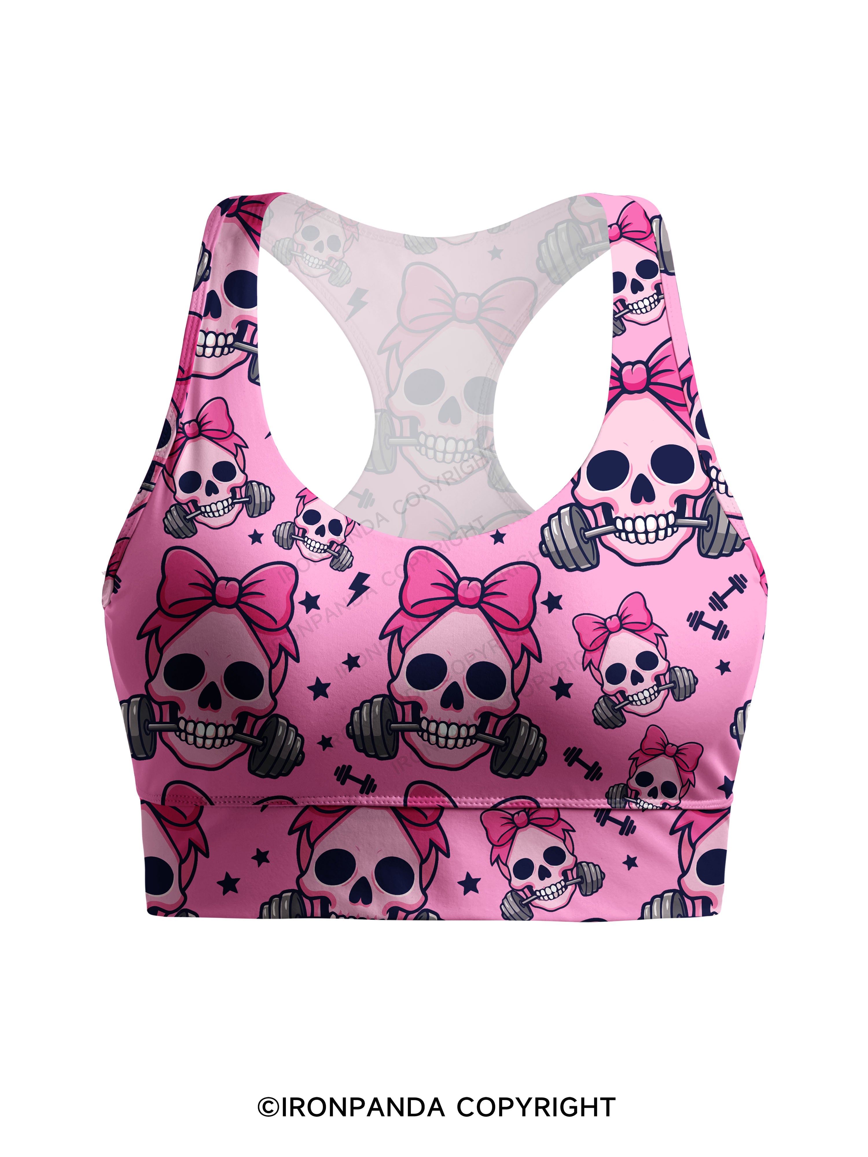 Girly Gym Skull Racerback Sports Bra