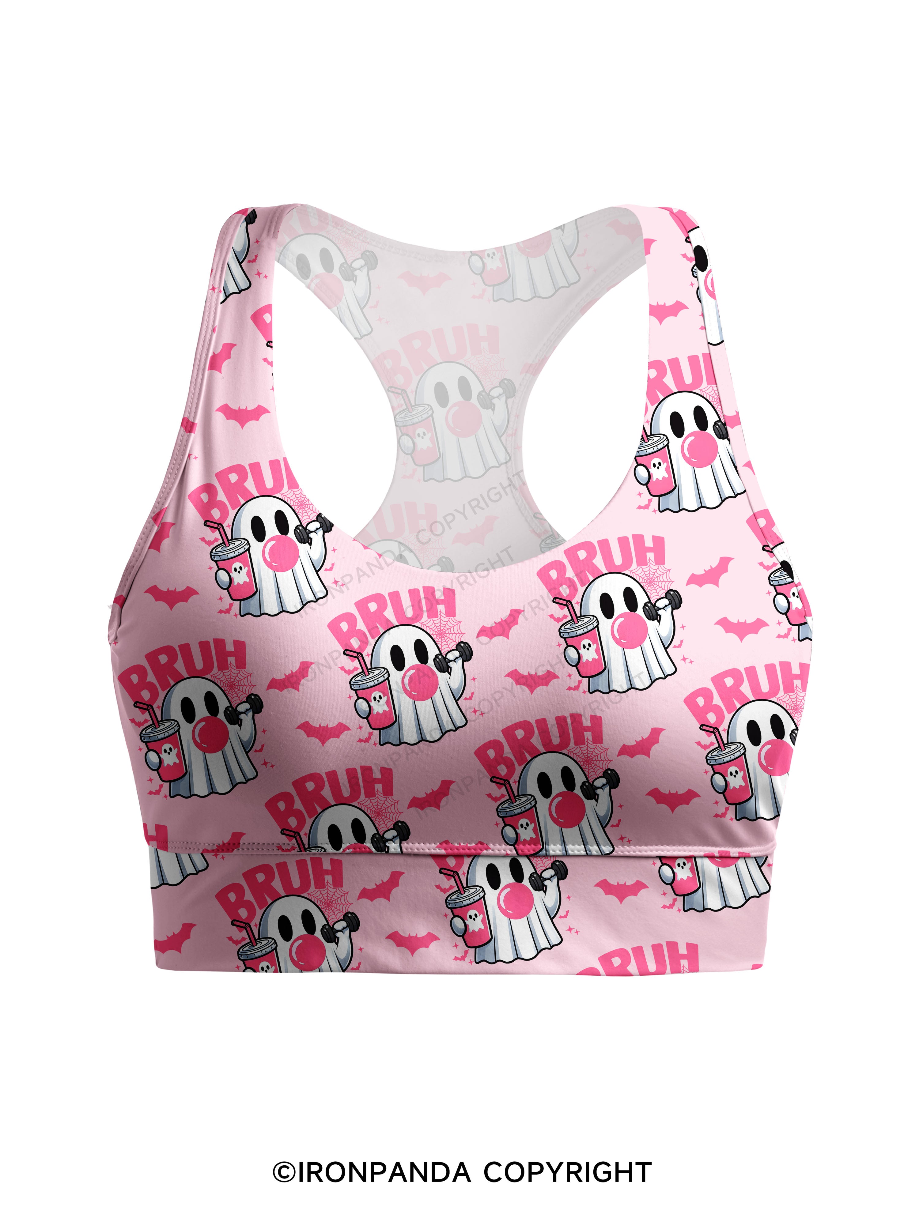 Bruh Ghost Workout Racerback Sports Bra