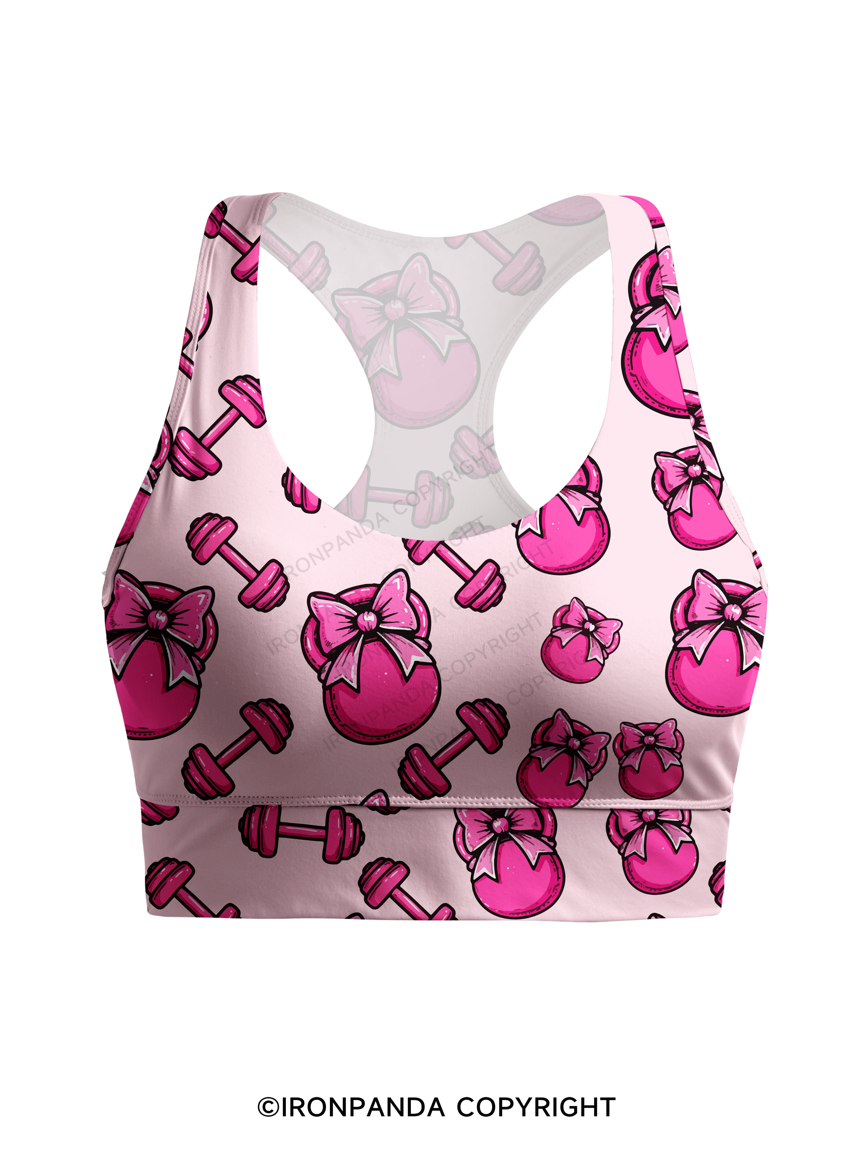 Pink Bow Gym Racerback Sports Bra