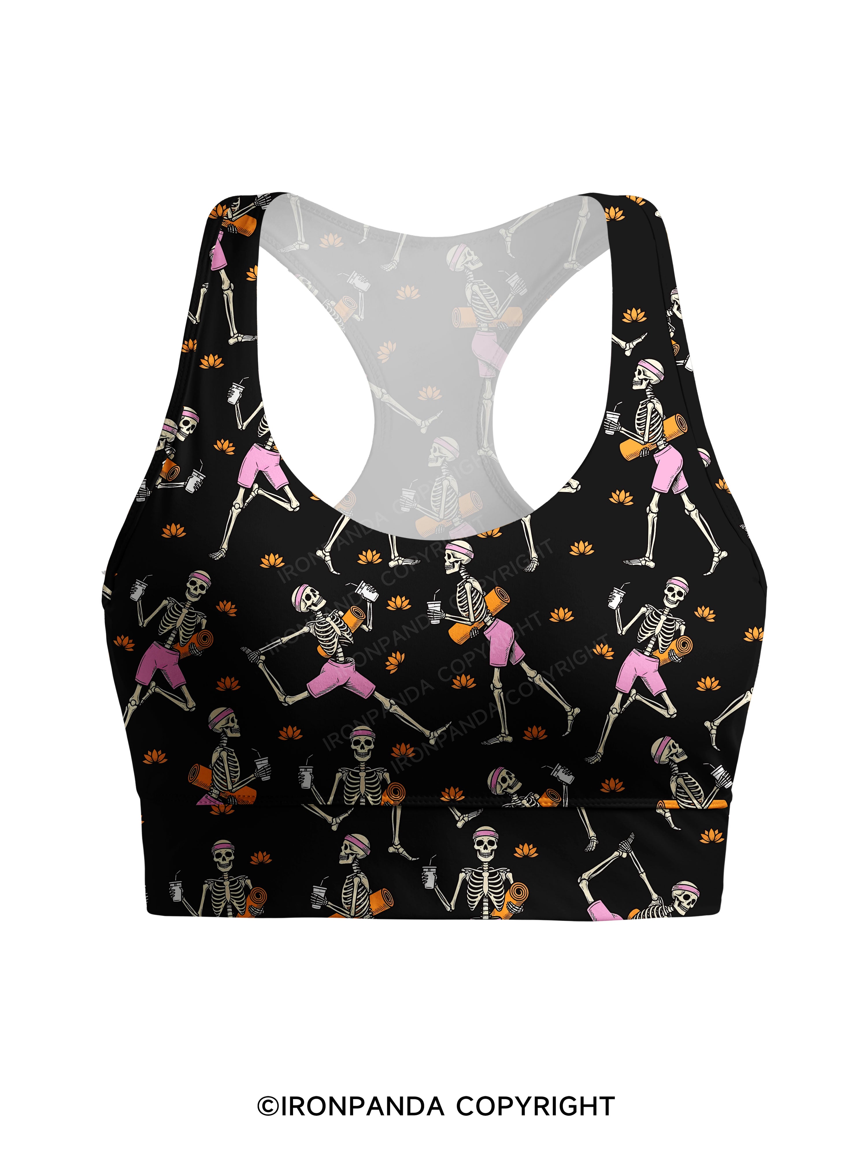 SKELETON YOGA FITNESS Racerback Sports Bra