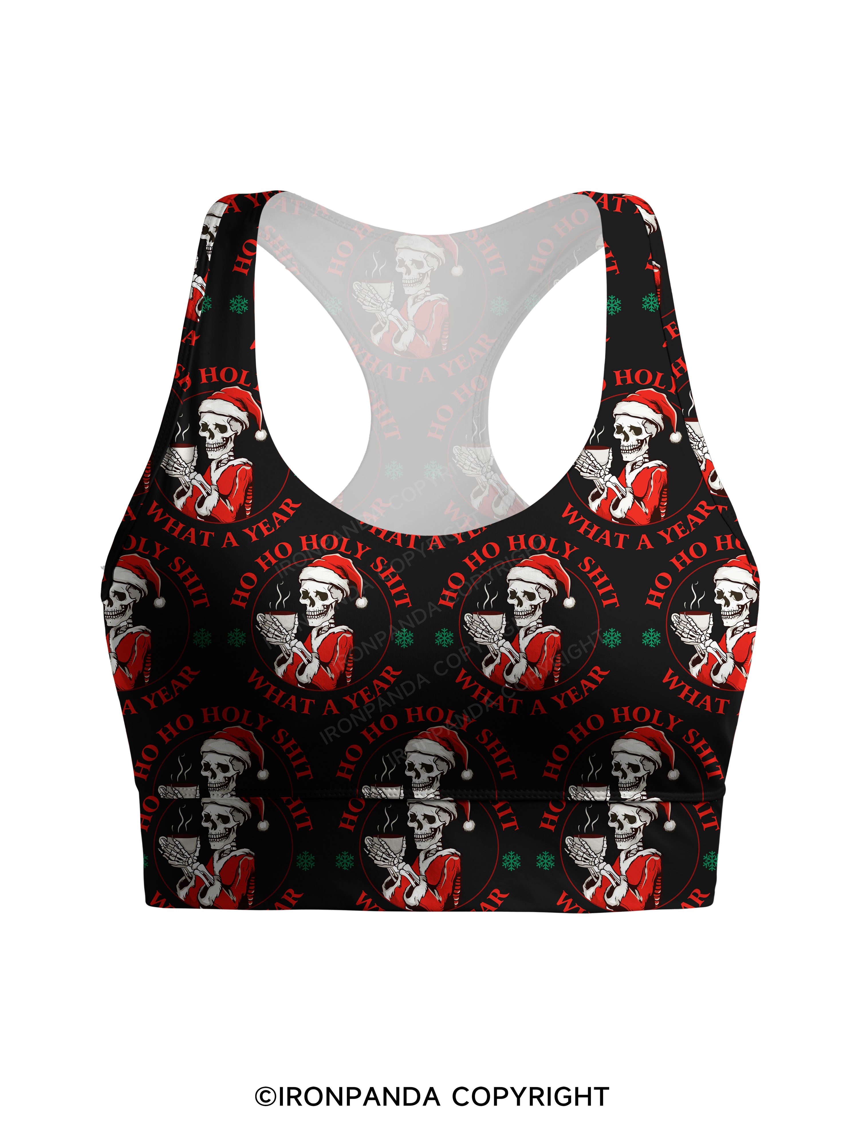 HOHOHO HOLLY SHIT WHAT A YEAR Racerback Sports Bra