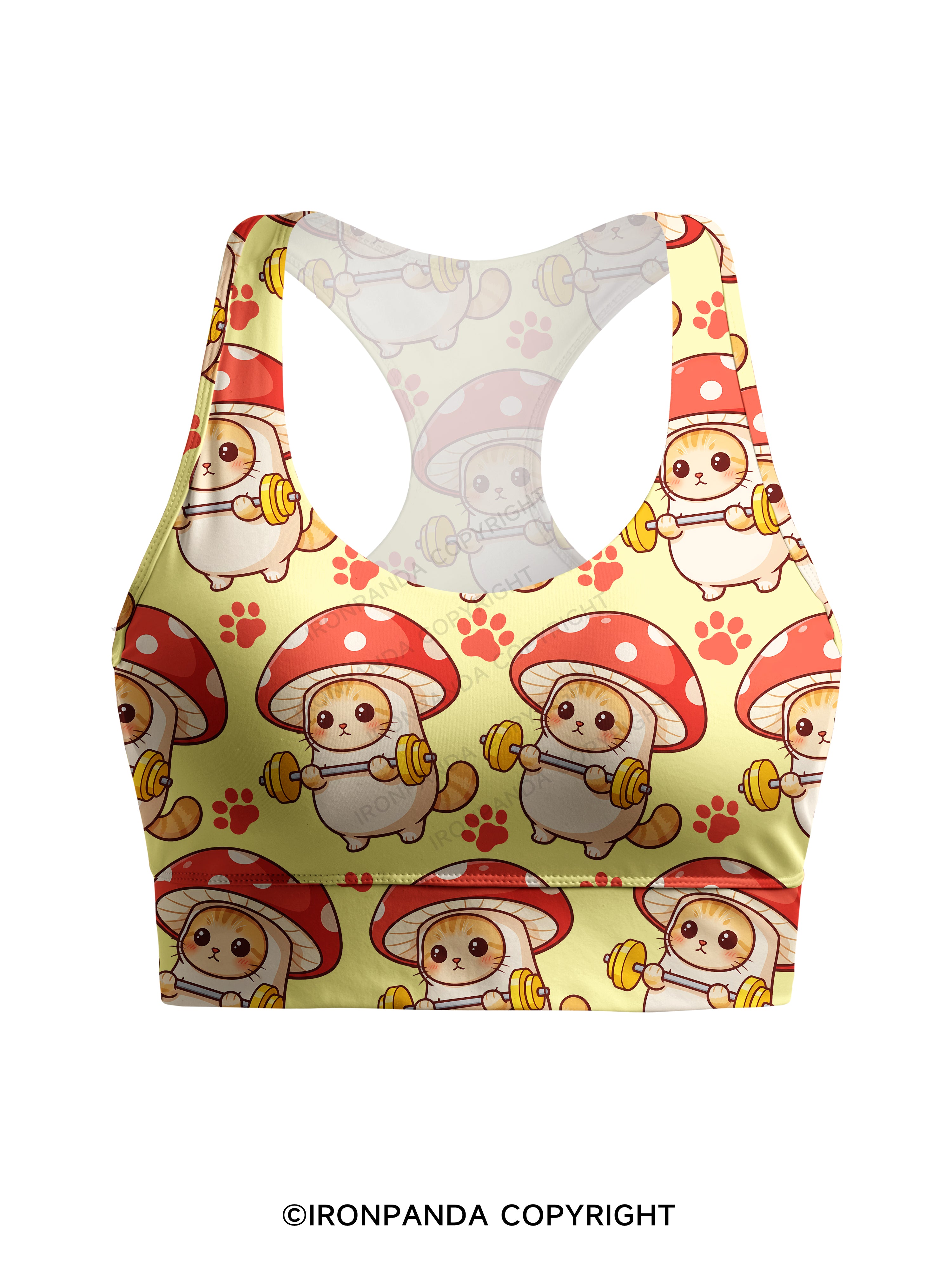 Shroomy Buff Cat Racerback Sports Bra