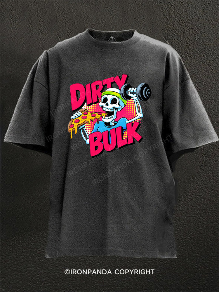 Dirty Bulk Pizza Skeleton Washed Gym Shirt