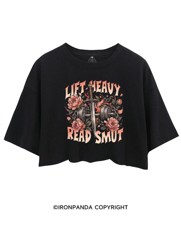 LIFT HEAVY READ SMUT WEIGHTLIFTING BOOKISH CROP TOPS