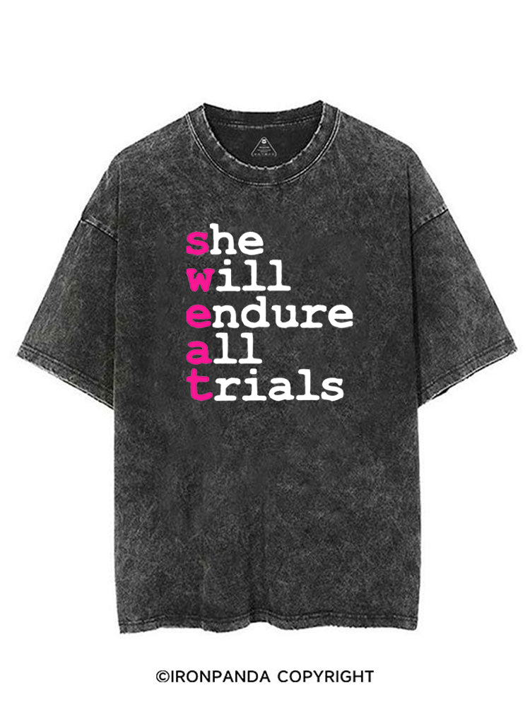 SWEAT She Will Endure All Trials VINTAGE GYM SHIRT