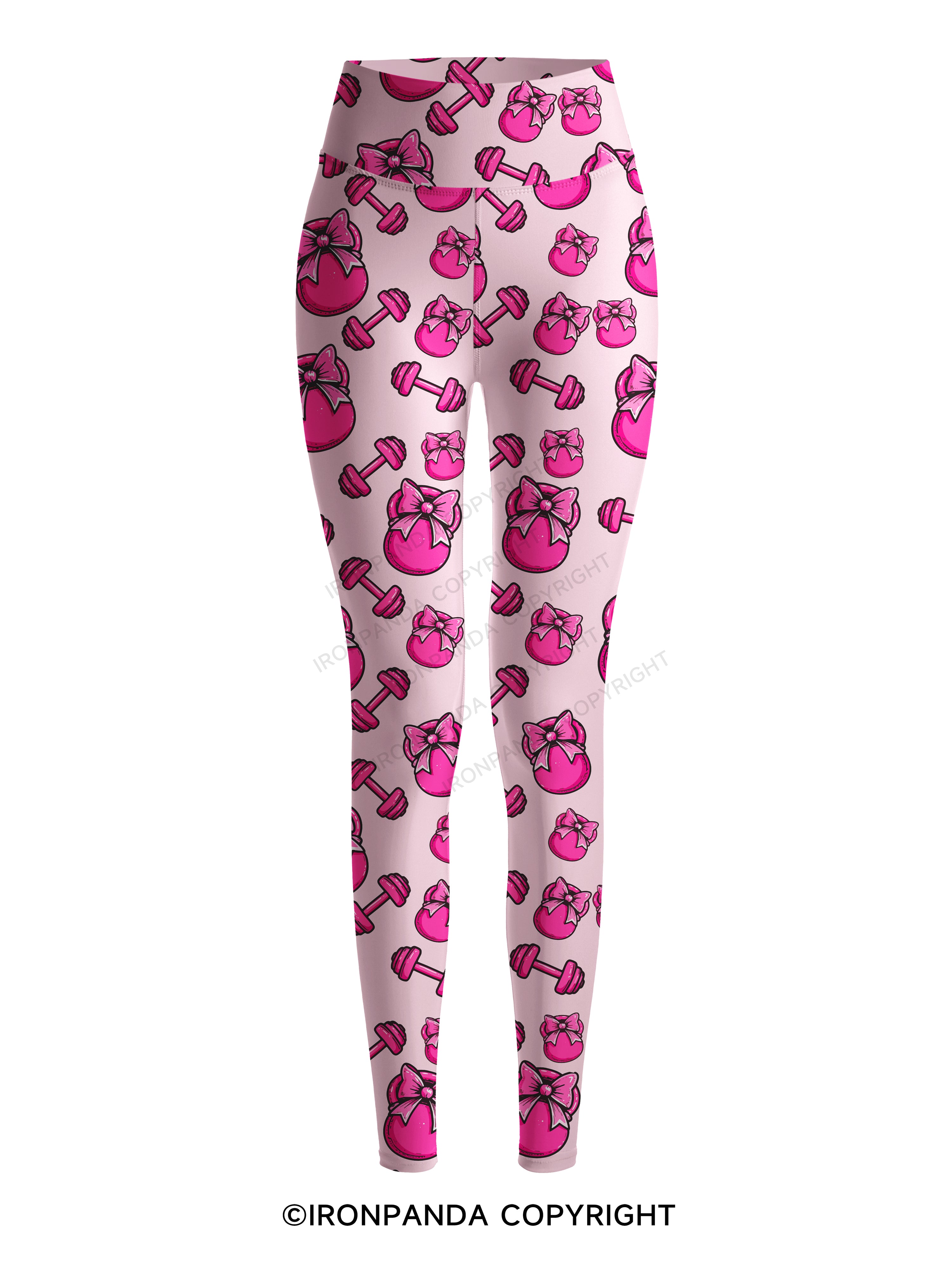 Pink Bow Gym Printed Yoga Pants