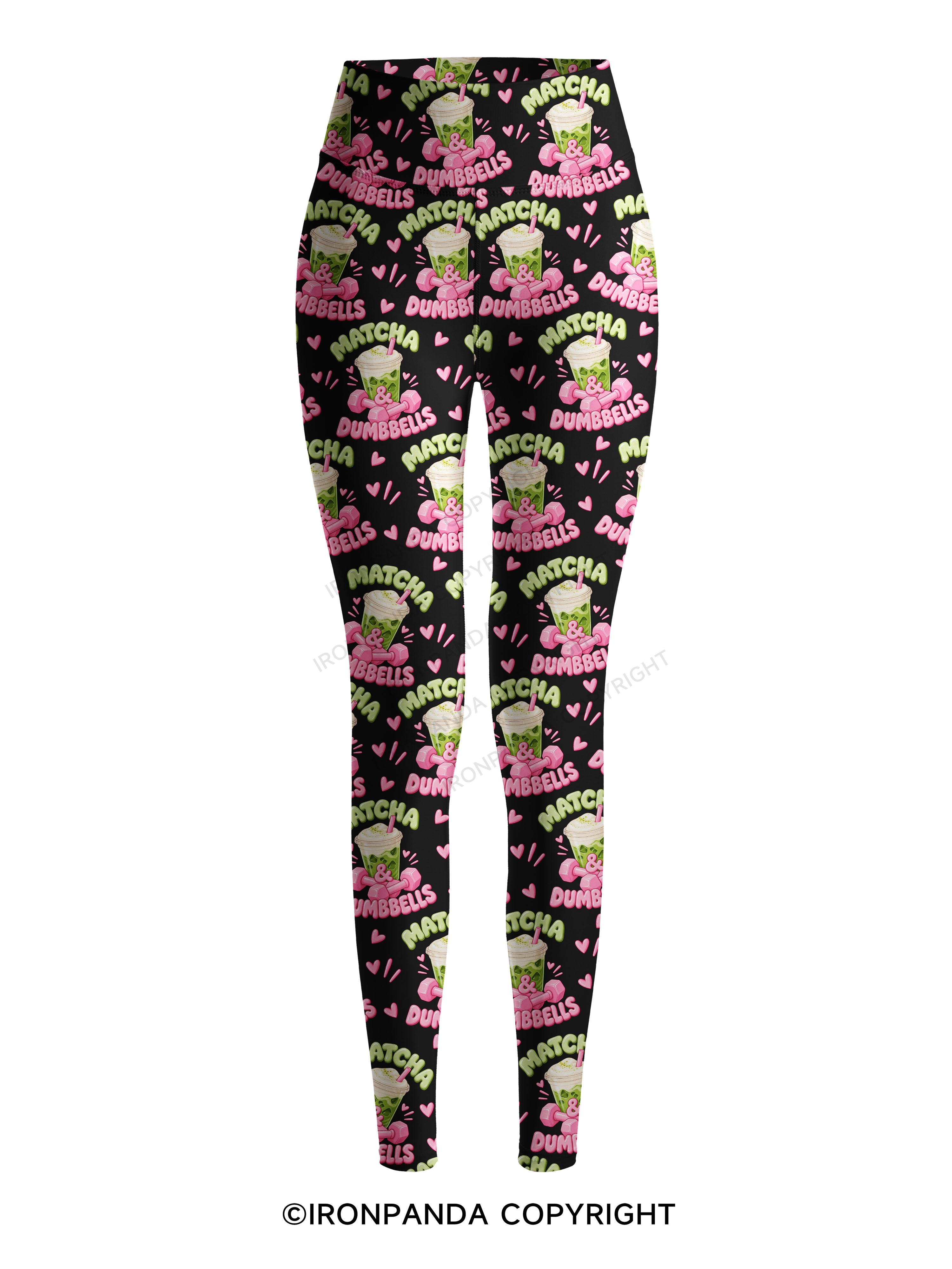 MATCHA & DUMBBELLS MATCHA GYM LOVER Printed Yoga Pants