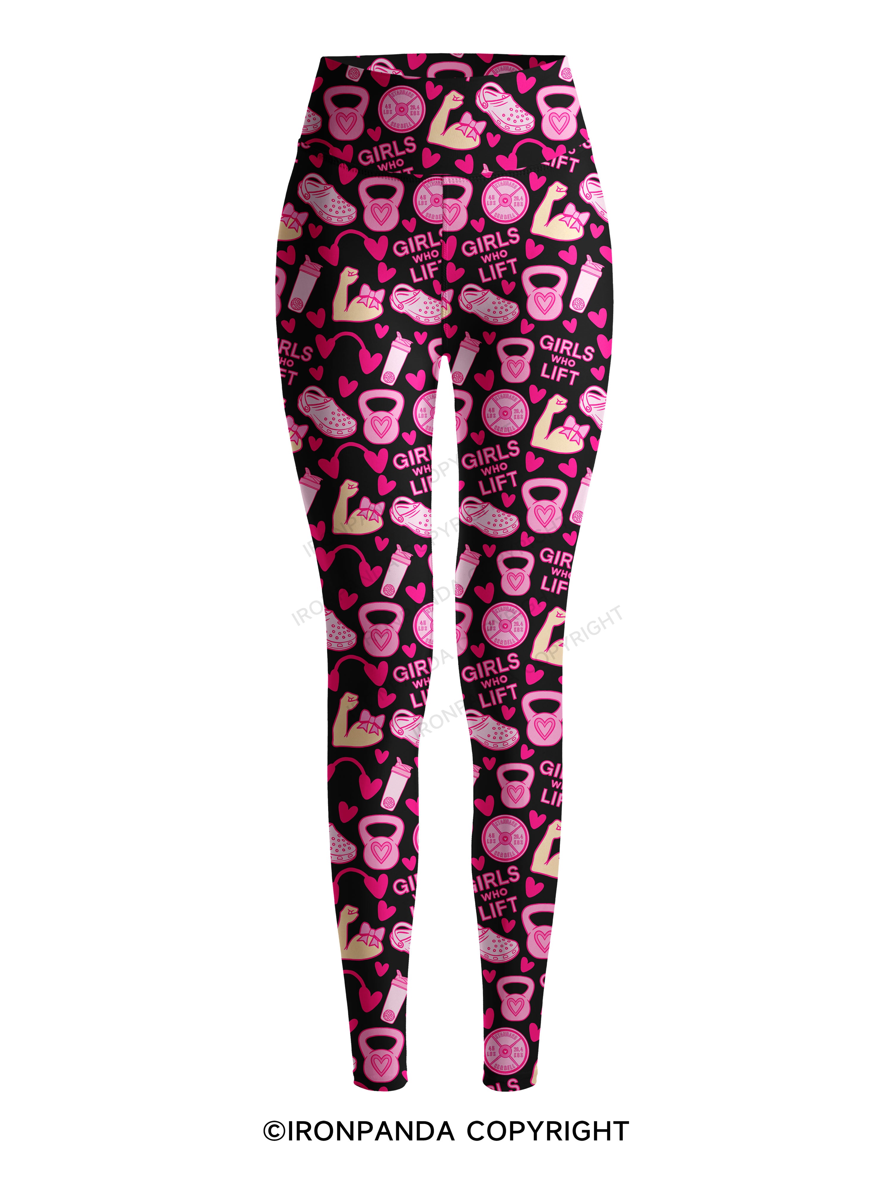 GIRLS WHO LIFT PINK GYM STYLE Printed Yoga Pants