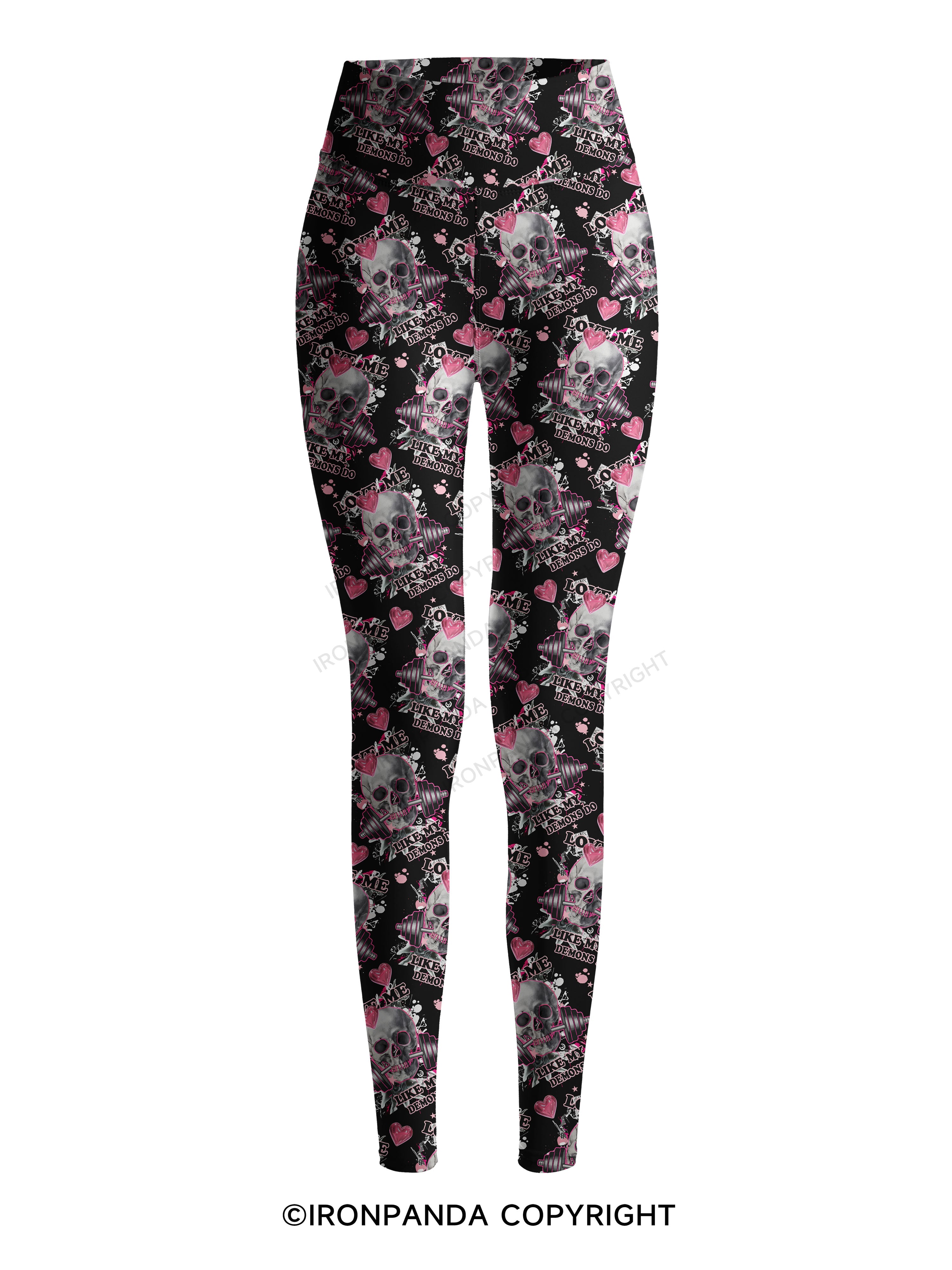 LOVE ME LIKE MY DEMONS DO Printed Yoga Pants
