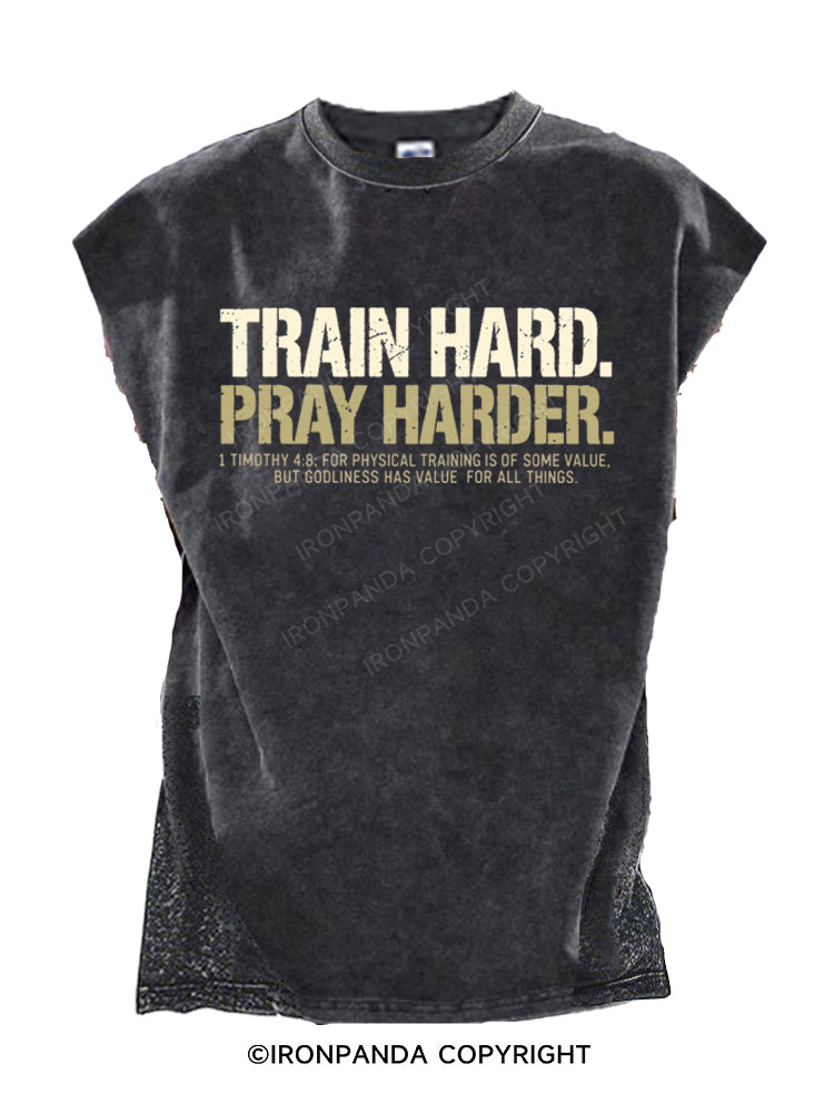 Train Hard Pray Harder Christian Cut Off Tank