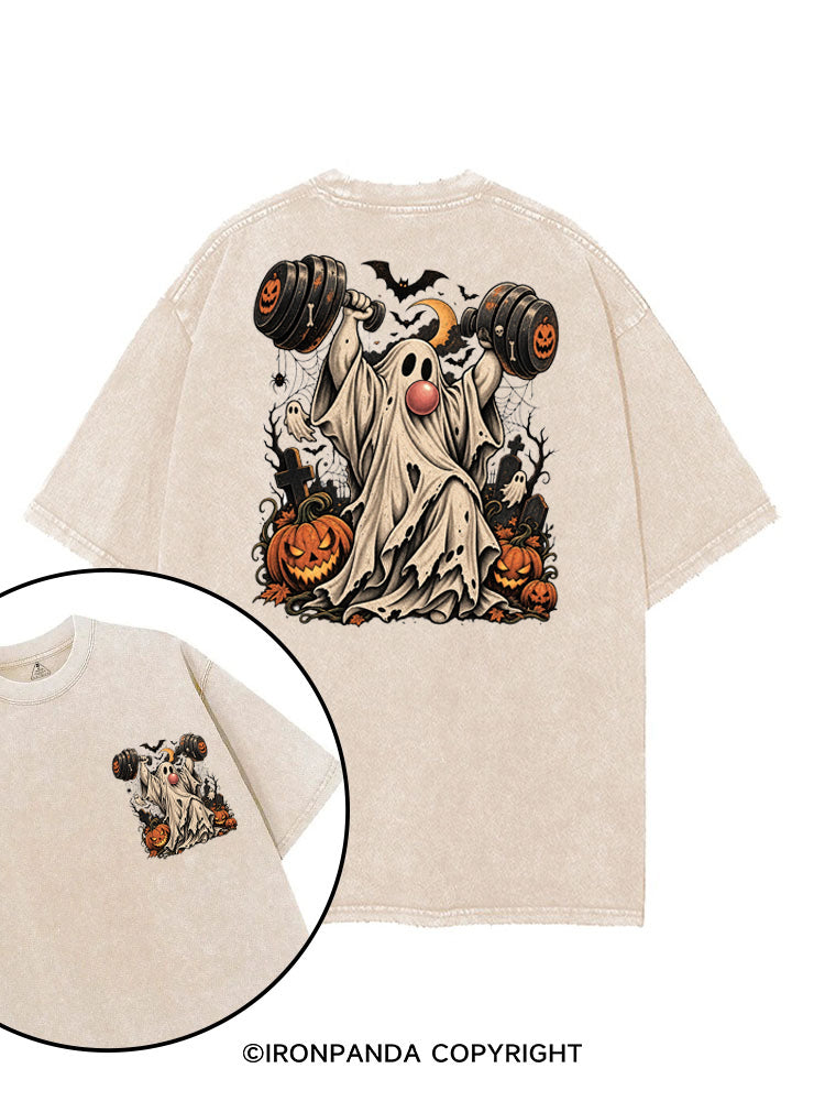 VINTAGE GHOST GYM WEIGHTLIFTING printed Gym Shirt