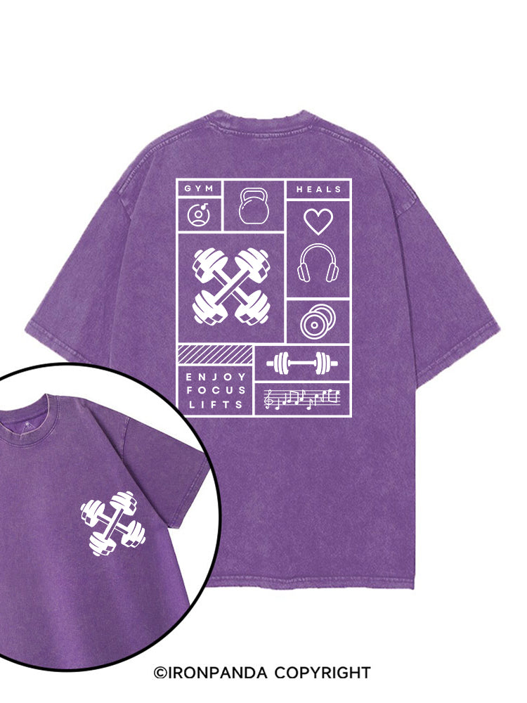 GYM HEALS ENJOY FOCUS LIFTS printed Gym Shirt