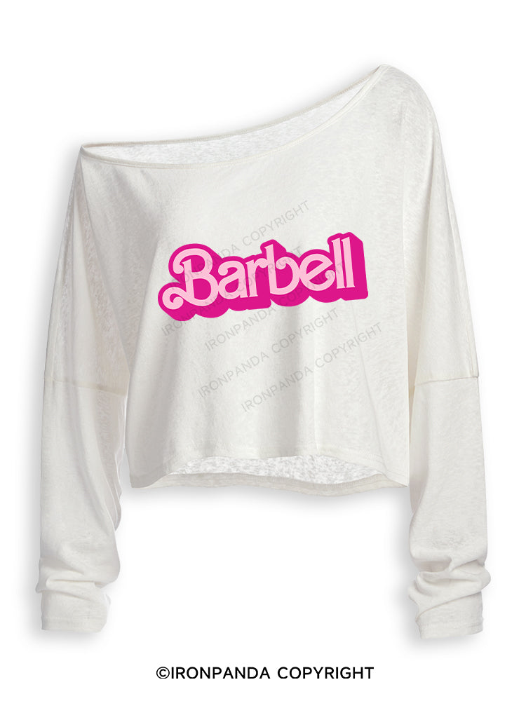 BARBELL Off Shoulder Long Sleeve Crop Top
