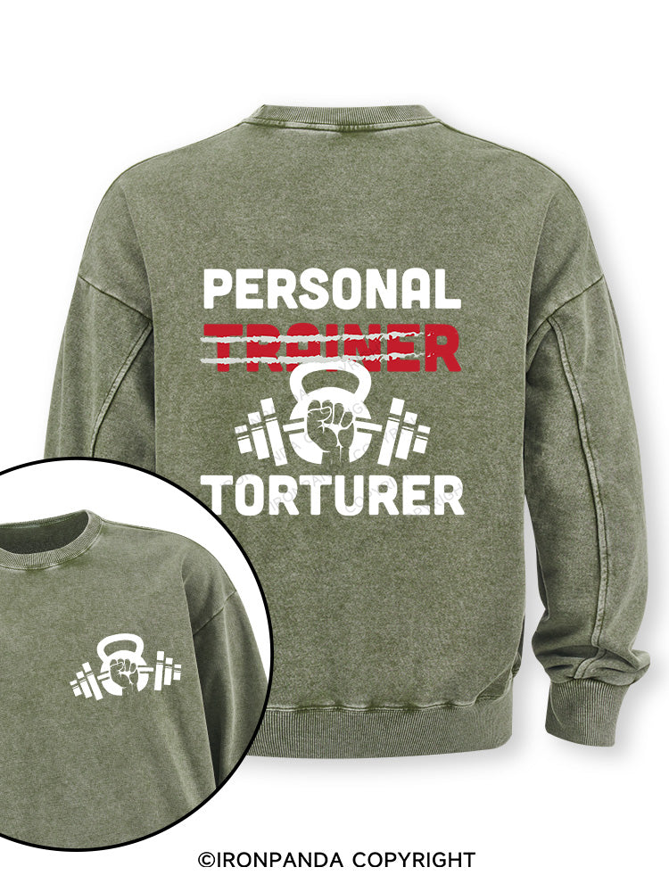 Personal Trainer torturer Double-Sided Printed Washed Sweatshirt