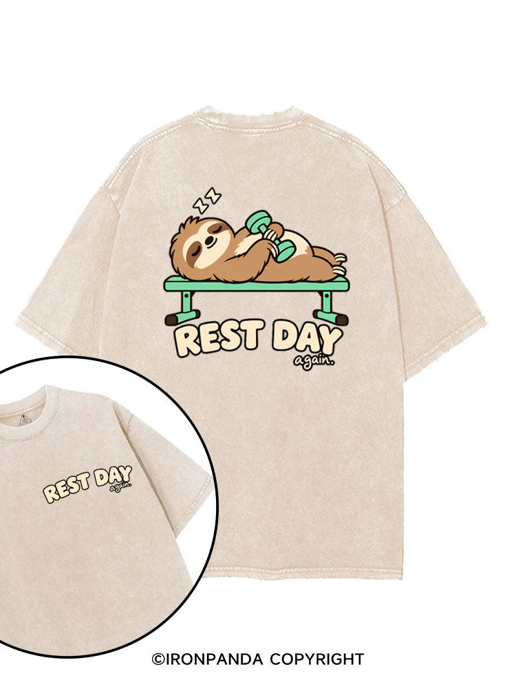 Rest Day Again Lazy Sloth printed Gym Shirt