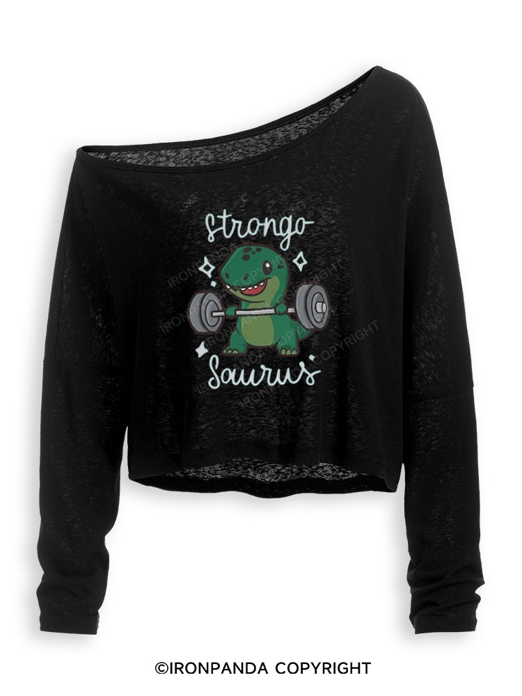 STRONGOSAURUS Off Shoulder Long Sleeve Crop Top