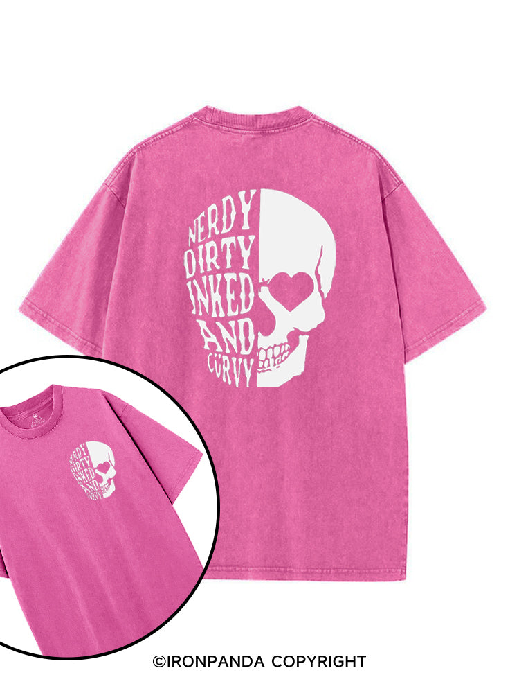 Nerdy Dirty Inked and Curvy printed Gym Shirt