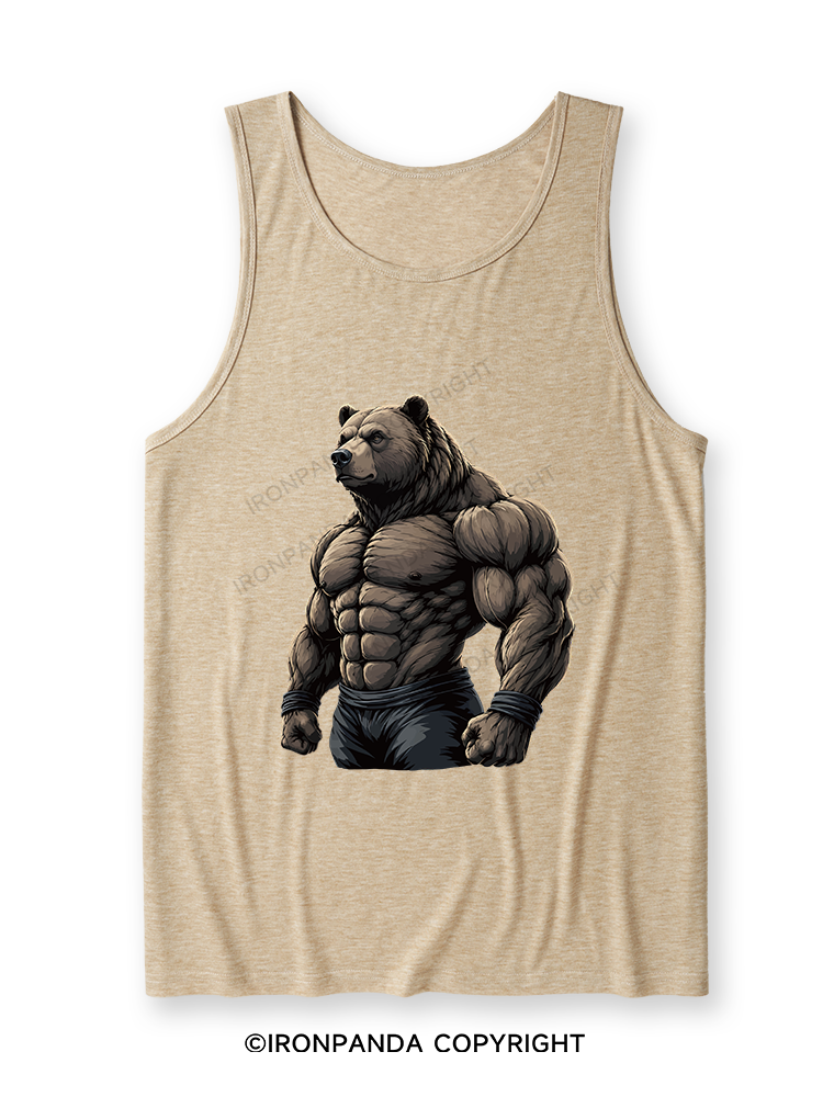 Muscular Bear Bodybuilder Performance Ultra Soft Heather Tank