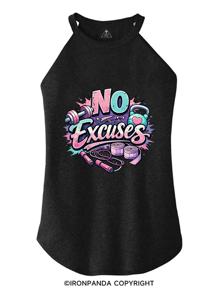 NO EXCUSES FUNNY FITNESS ROCKER COTTON TANK