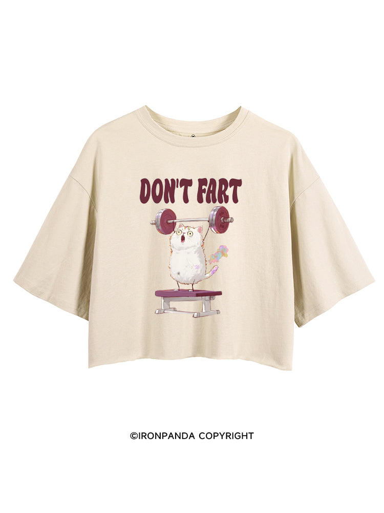 DON'T FART CUTE FUNNY KITTY CROP TOPS