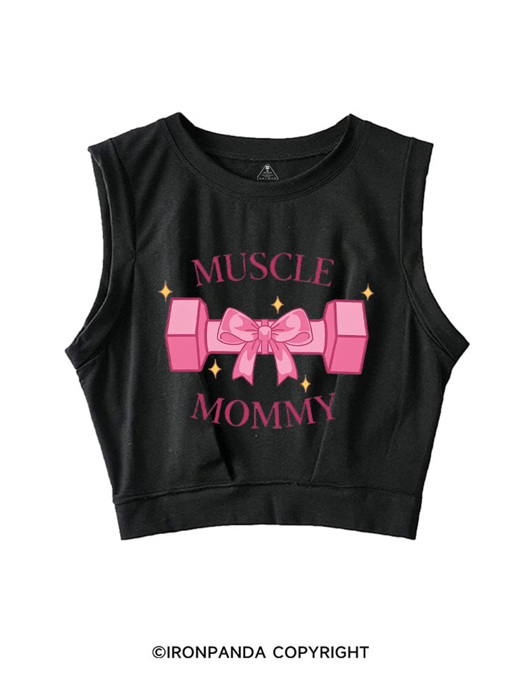 MUSCLE MOM GYM PINK VIBES SLEEVELESS CROP TOPS