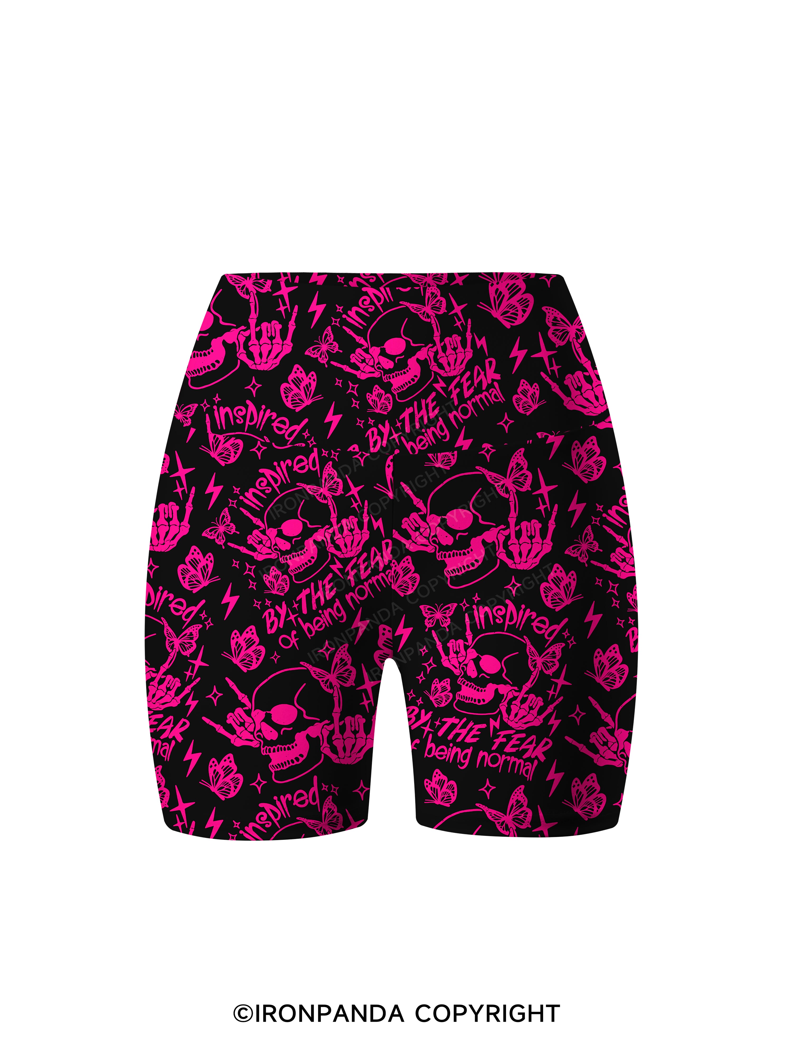 INSPIRED BY THE FEAR OF BEING NORMAL SKELETON Printed Yoga Cycling Shorts