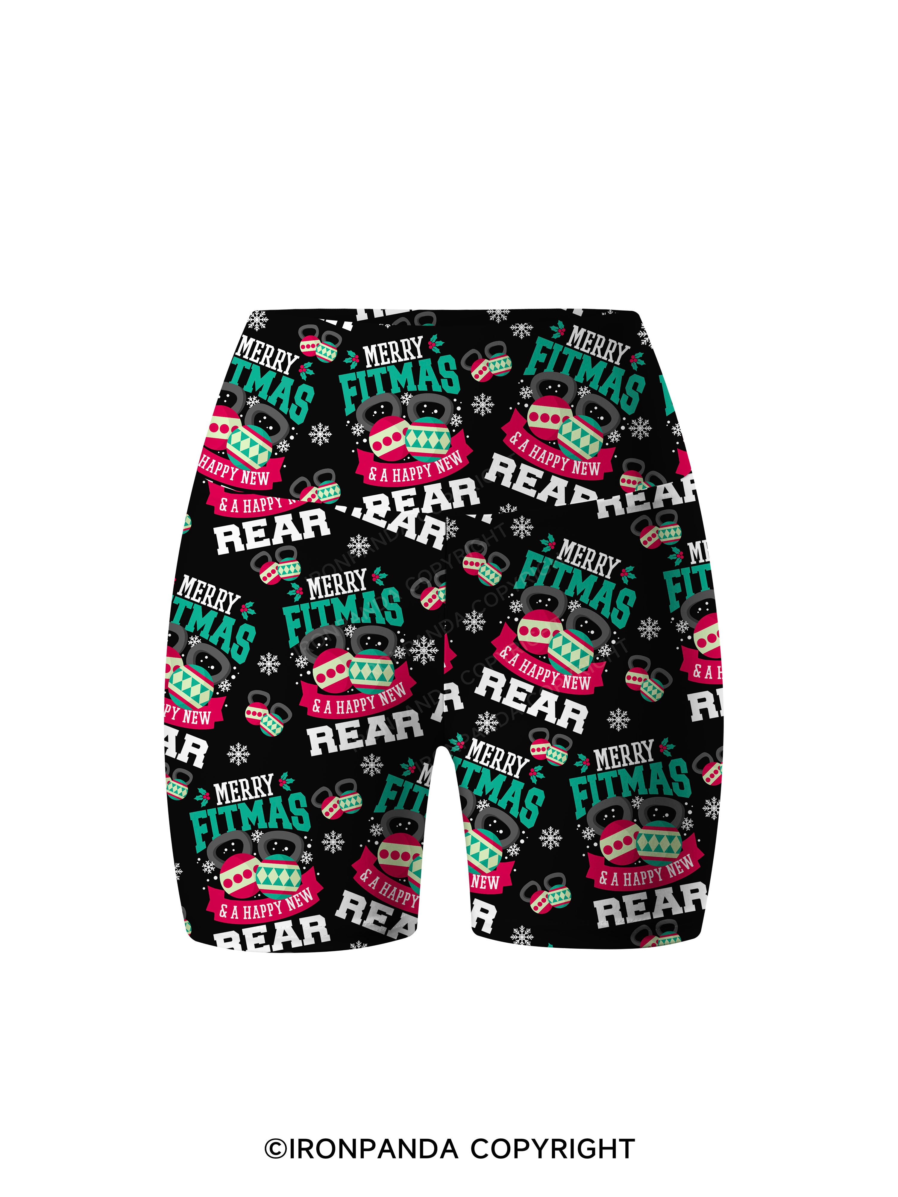 Merry Fitmas Printed Yoga Cycling Shorts