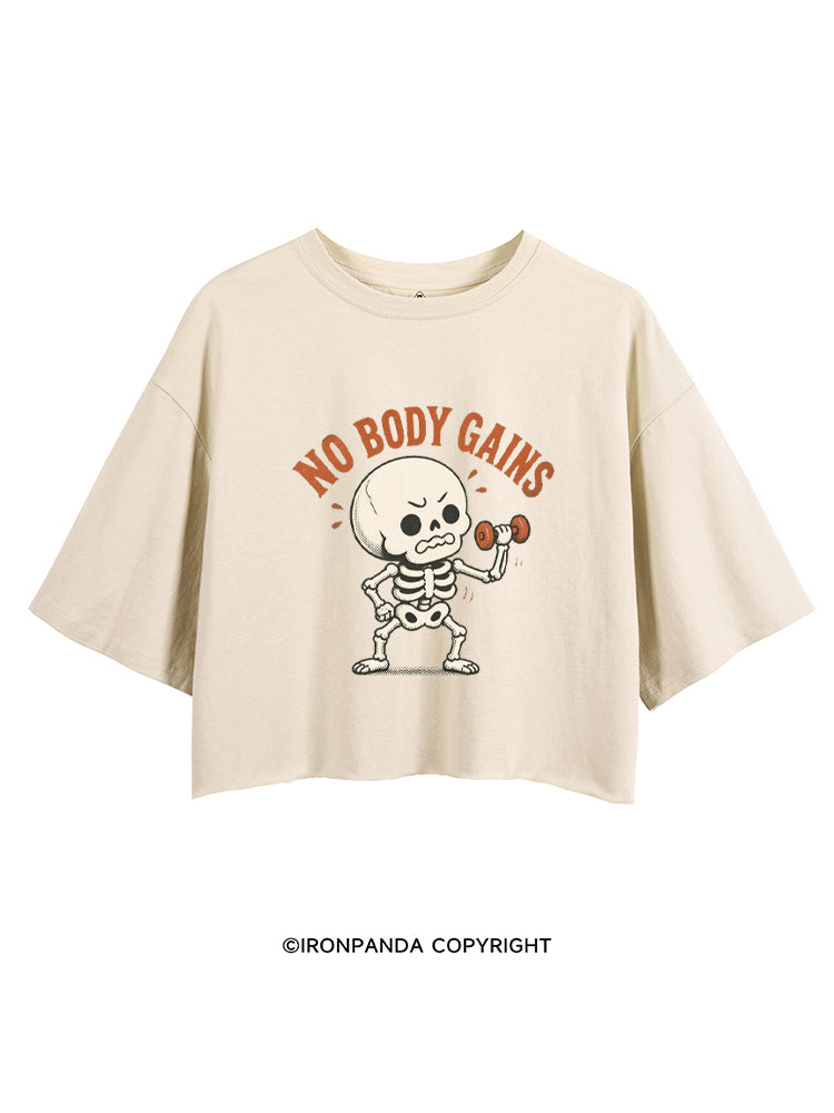 NO BODY GAINS SKELETON CROP TOPS