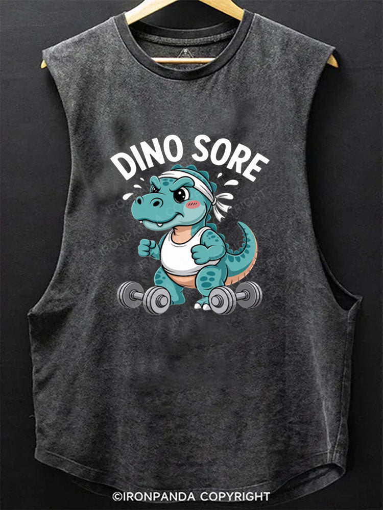 Fitness Gym Workout Exercise Dino Sore Scoop Bottom Cotton Tank