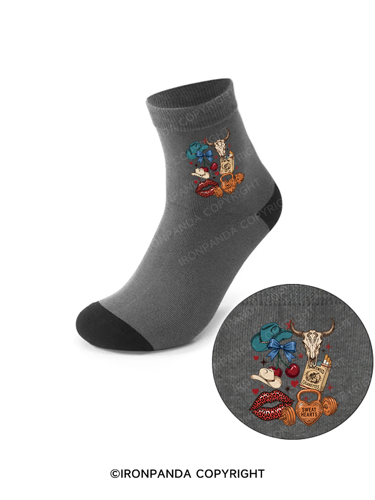 Sweat Hearts Western Gym Crew Socks