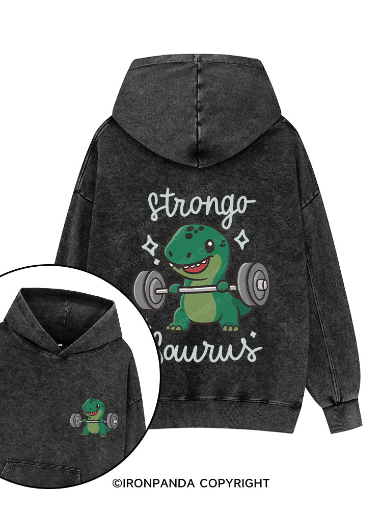 STRONGOSAURUS Printed Washed Gym Hoodie