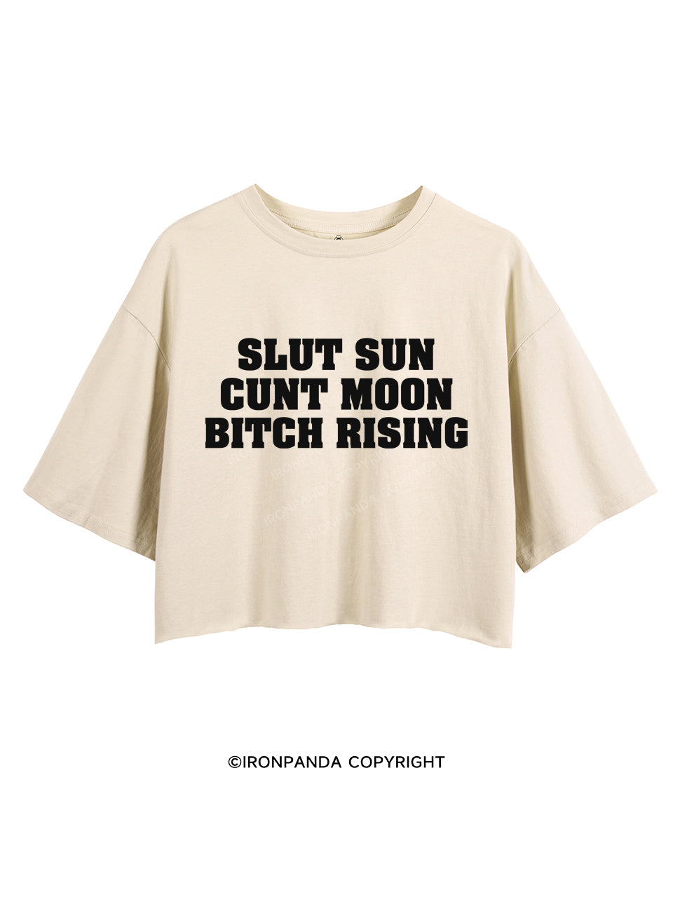 SLUT SUN CUNT MOON BITCH RISING CROP TOPS