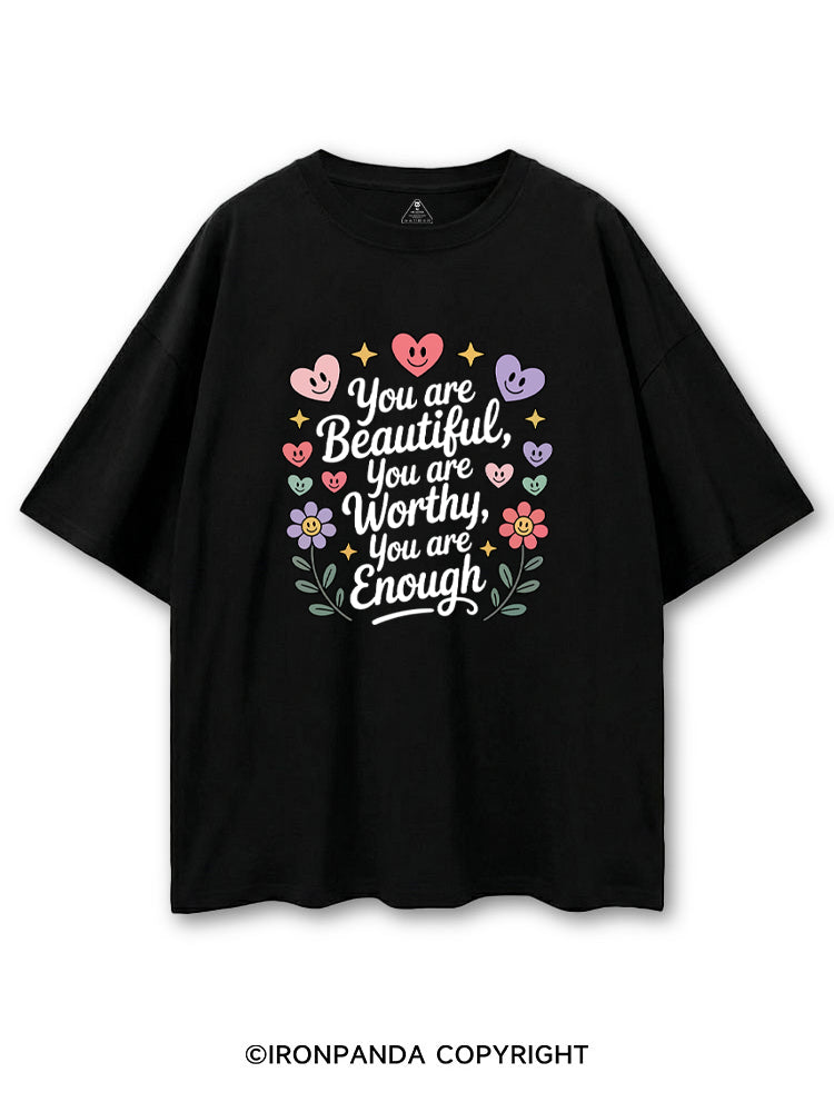 YOU ARE BEAUTIFUL, YOU ARE WORTHY, YOU ARE ENOUGH COTTON PUMP COVER