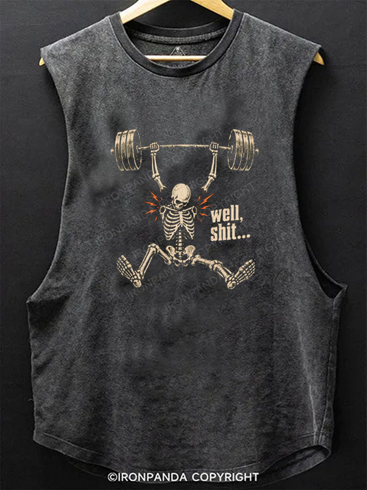 Skeleton Weightlifting Well Shit Scoop Bottom Cotton Tank