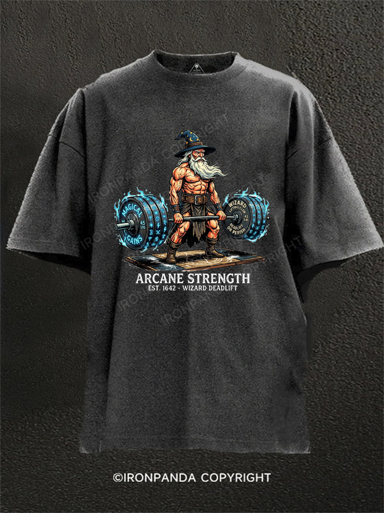 Out of Spells Wizard Lifting Washed Gym Shirt