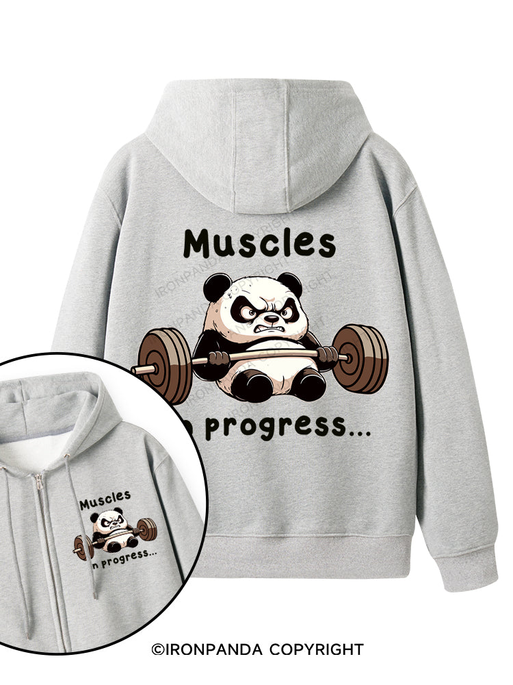 muscles in progress Double-Sided Printed Fleece Zip Up Hoodie