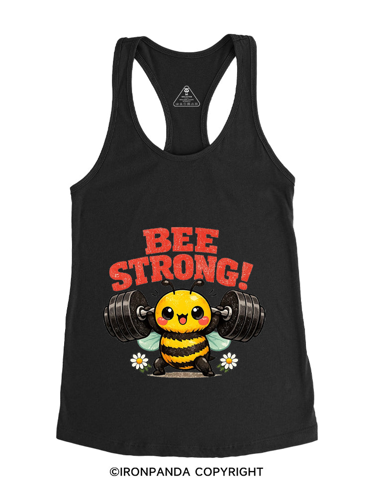 BEE STRONG CUTE FITNESS BUMBLEBEE Gym Racerback Tank
