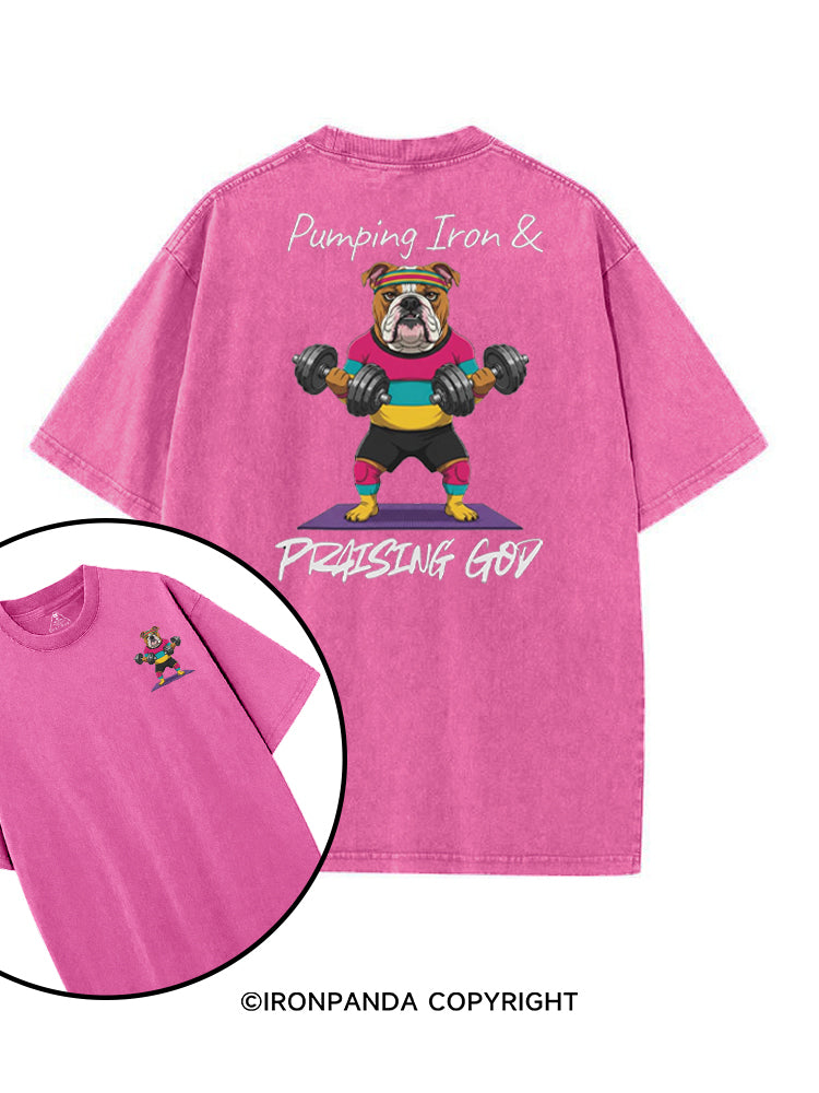 Pumping Iron and Praising God printed Gym Shirt